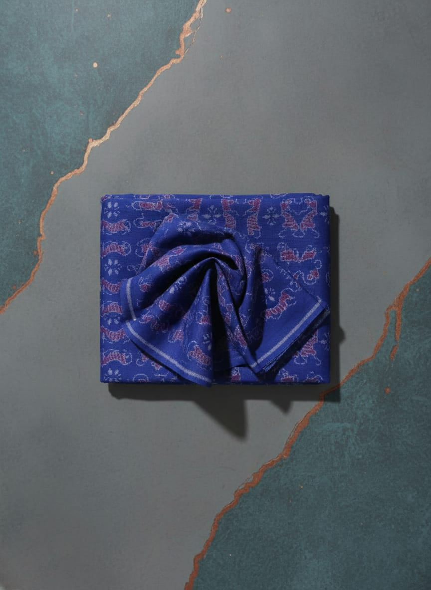 Blue Tribal Dance Ikat Design Sambalpuri Fabrics