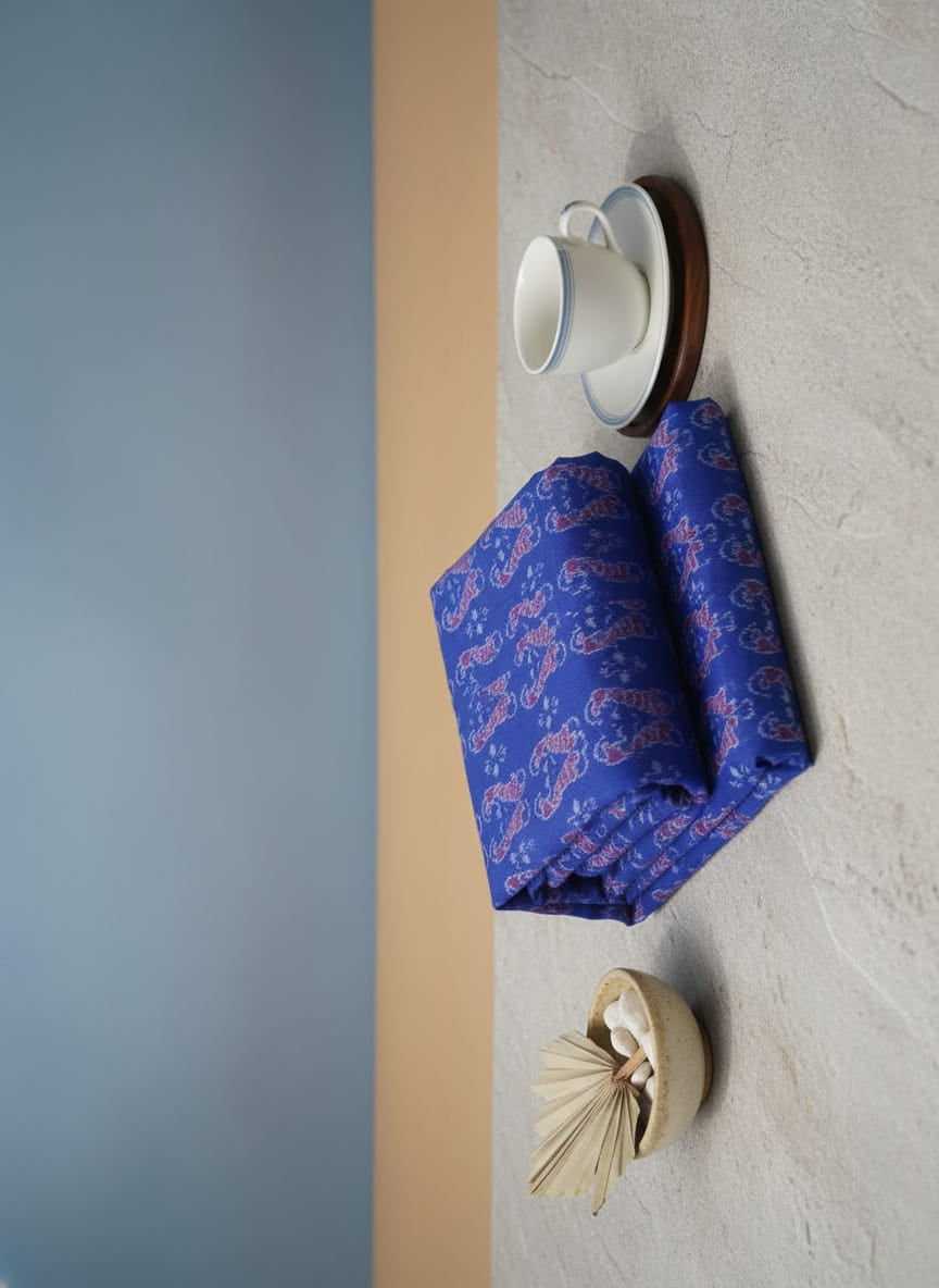 Blue Tribal Dance Ikat Design Sambalpuri Fabrics