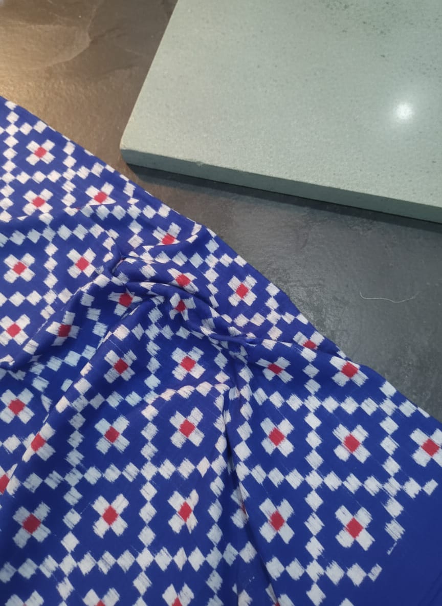 Blue White Red Pasapali Design Sambalpuri Fabrics