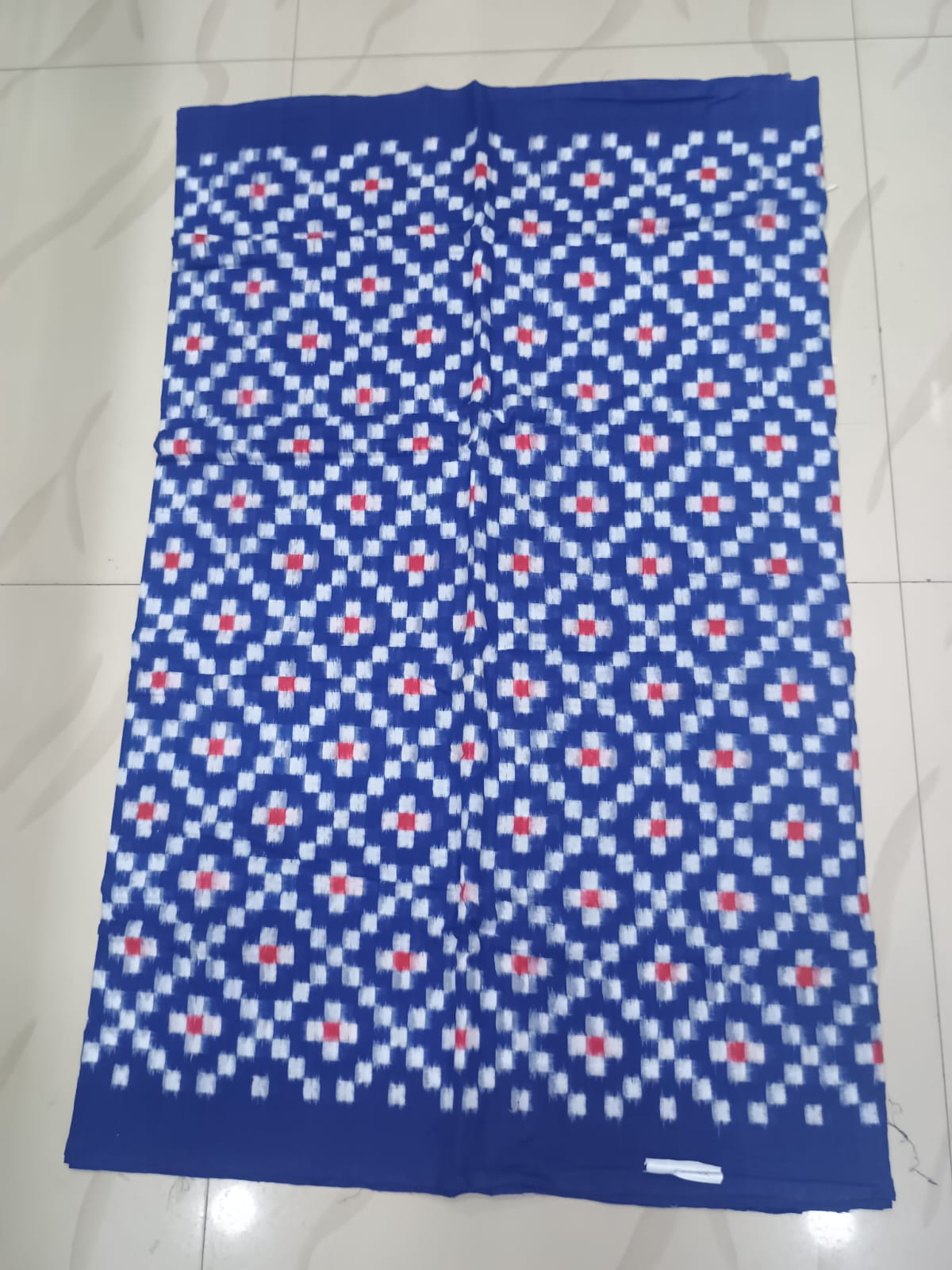 Blue White Red Pasapali Design Sambalpuri Fabrics