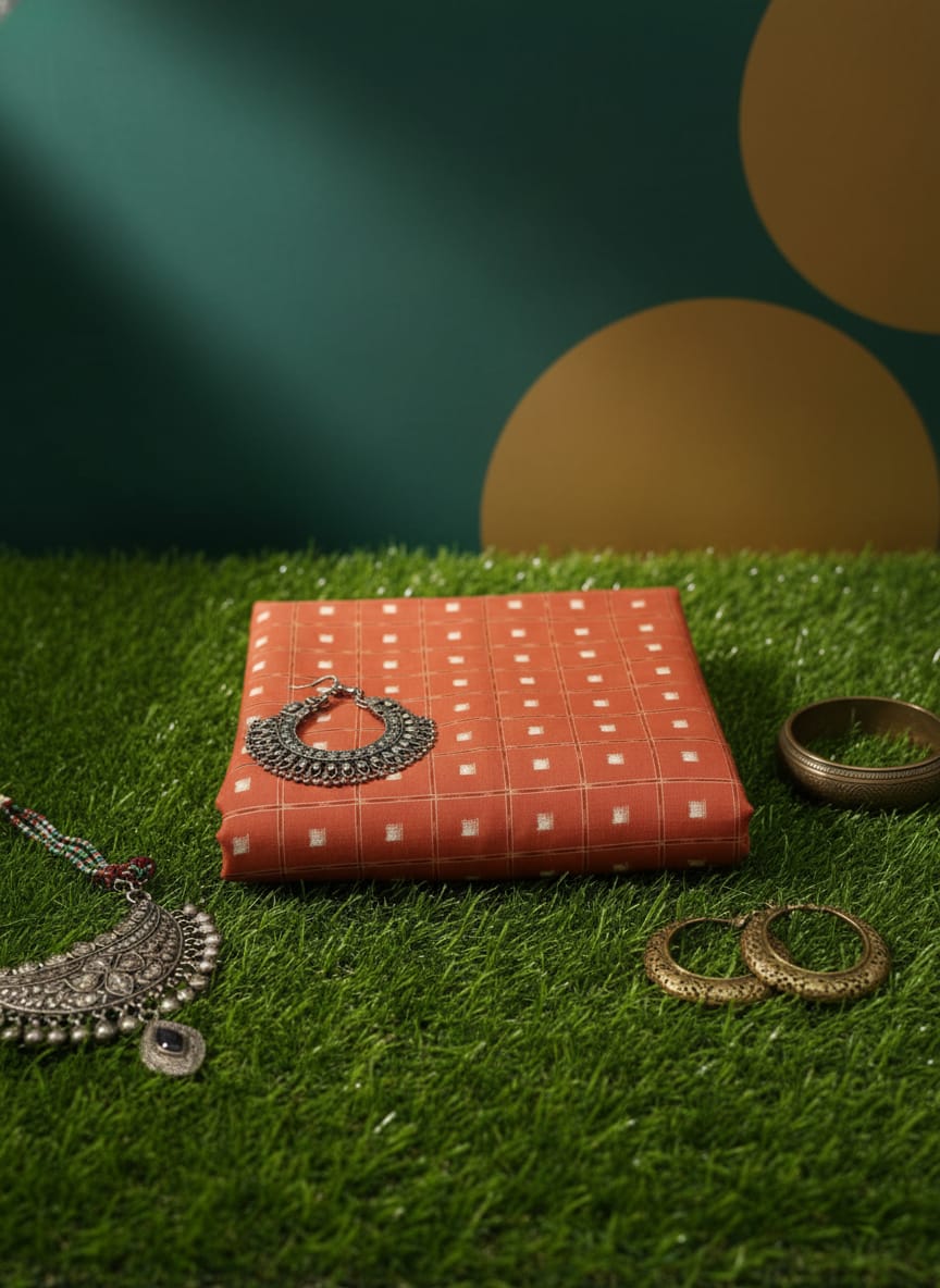 Rust Tipa Pasapali Design Sambalpuri Fabrics