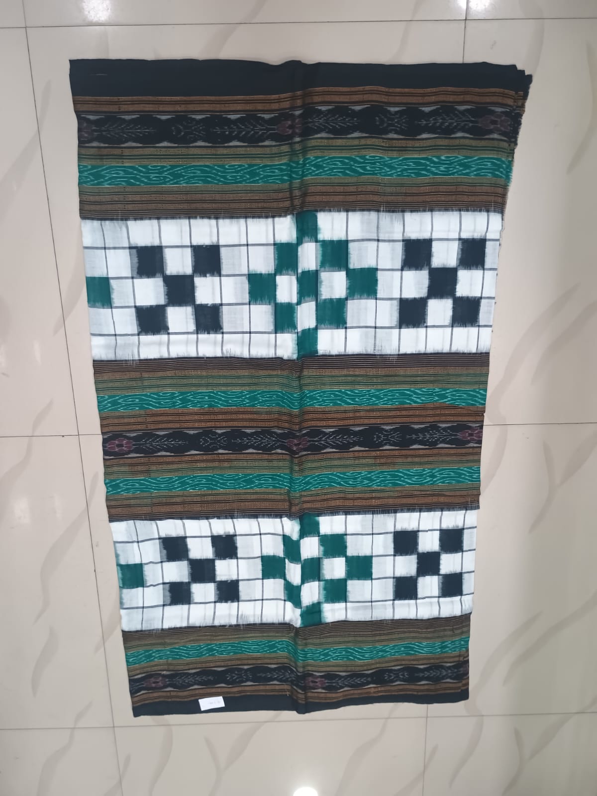 White Green Black Bichitrapuri Design Sambalpuri Fabrics