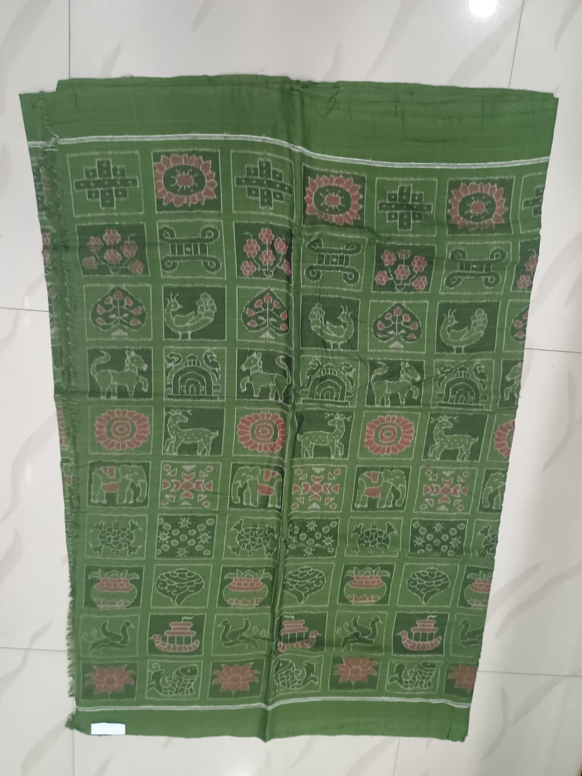 Green Nabakothi Ikat Design Sambalpuri Fabrics