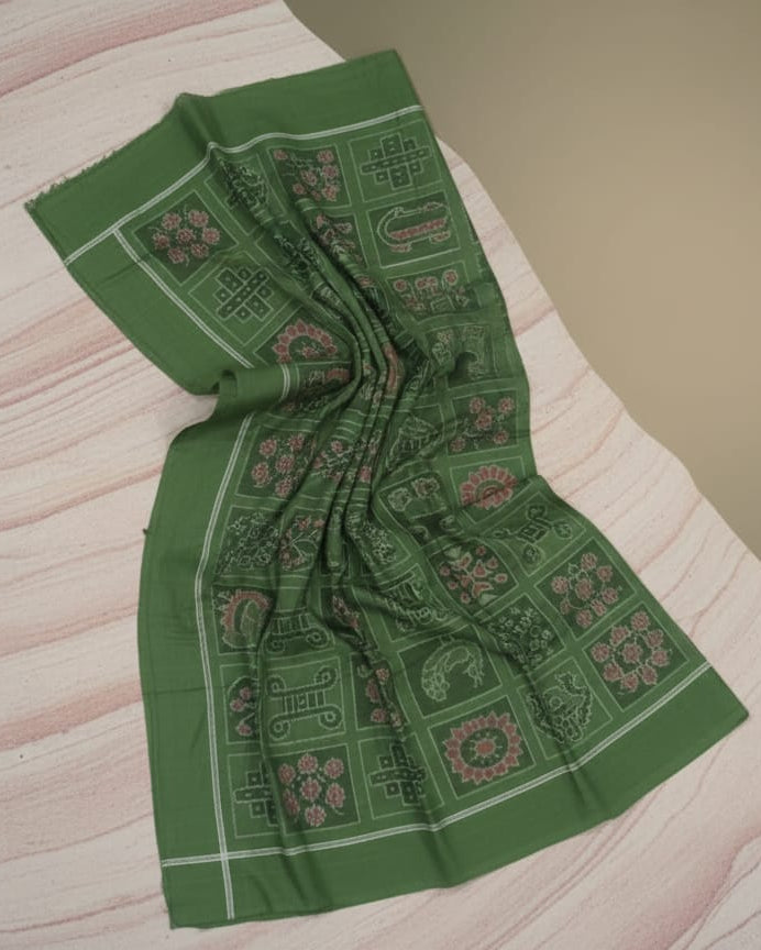 Green Nabakothi Ikat Design Sambalpuri Fabrics