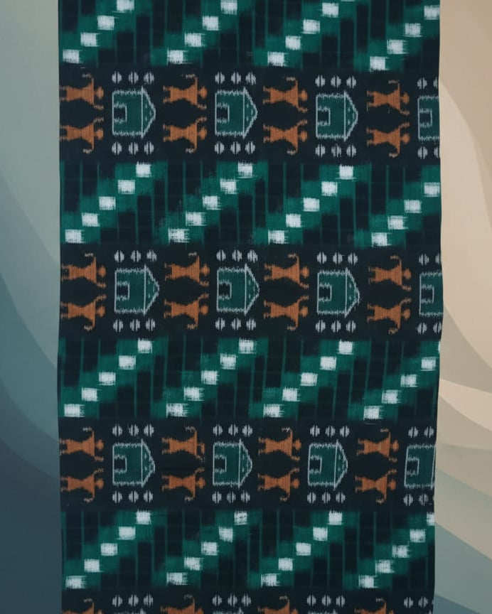 Black Green White Pasapali And Tribal Ikat Design Sambalpuri Fabrics