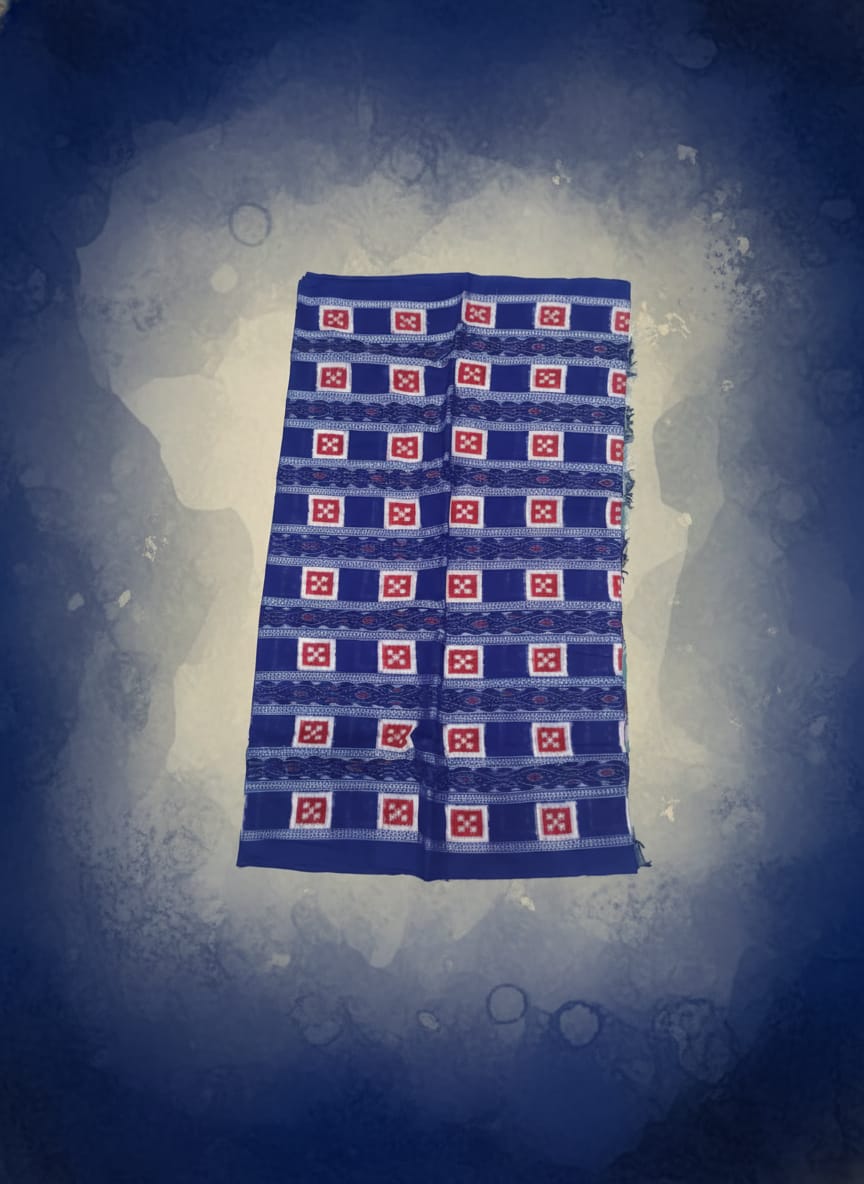 Blue Red Pasapali Ikat Design Sambalpuri Fabrics