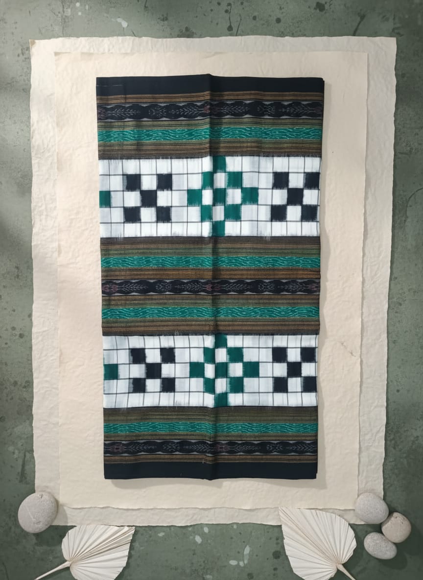 White Green Black Bichitrapuri Design Sambalpuri Fabrics