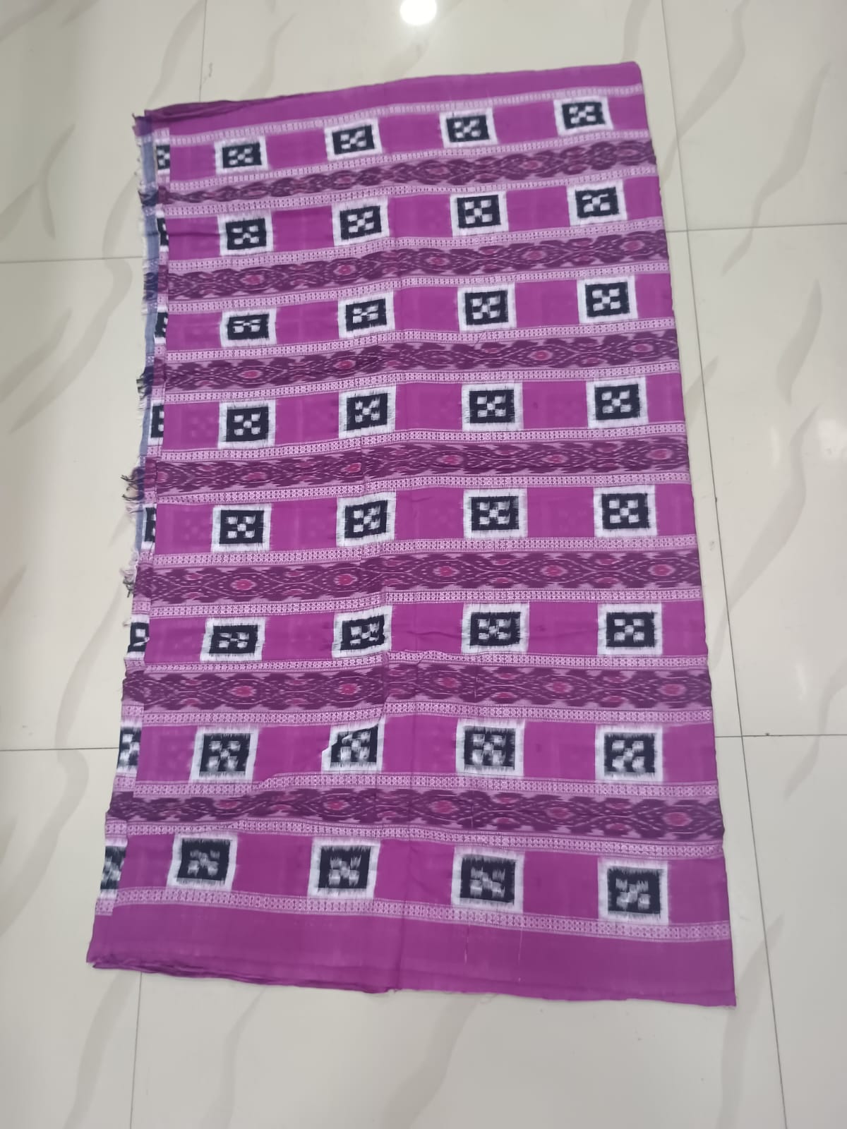 Purple Black White Pasapali Ikat Design Sambalpuri Fabrics