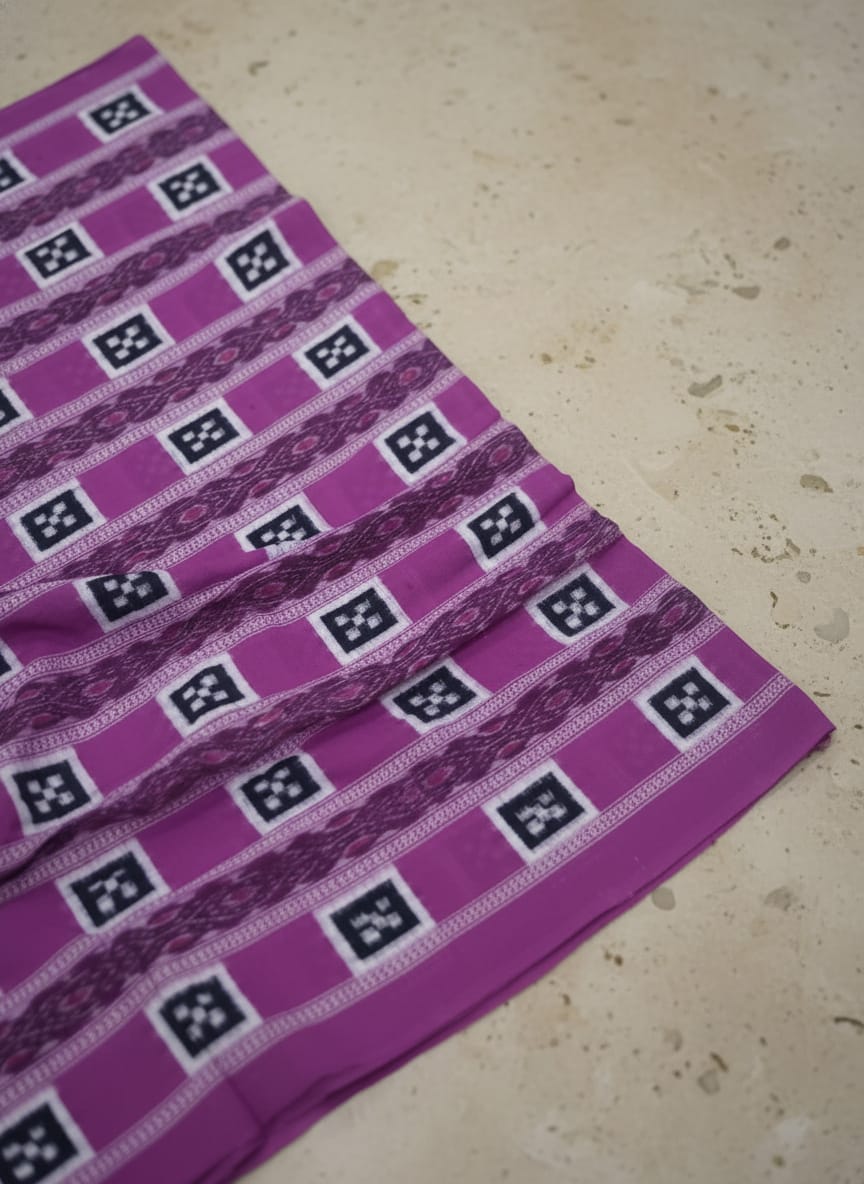Purple Black White Pasapali Ikat Design Sambalpuri Fabrics