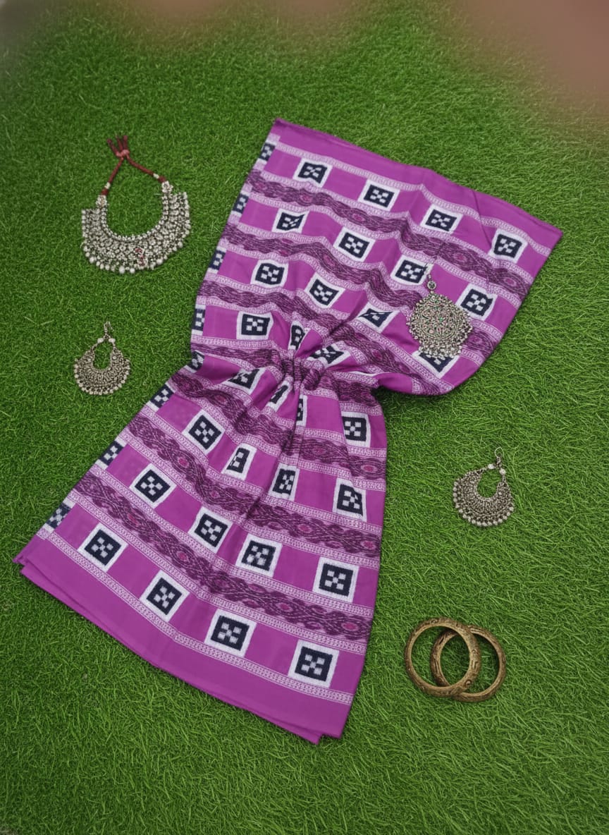 Purple Black White Pasapali Ikat Design Sambalpuri Fabrics