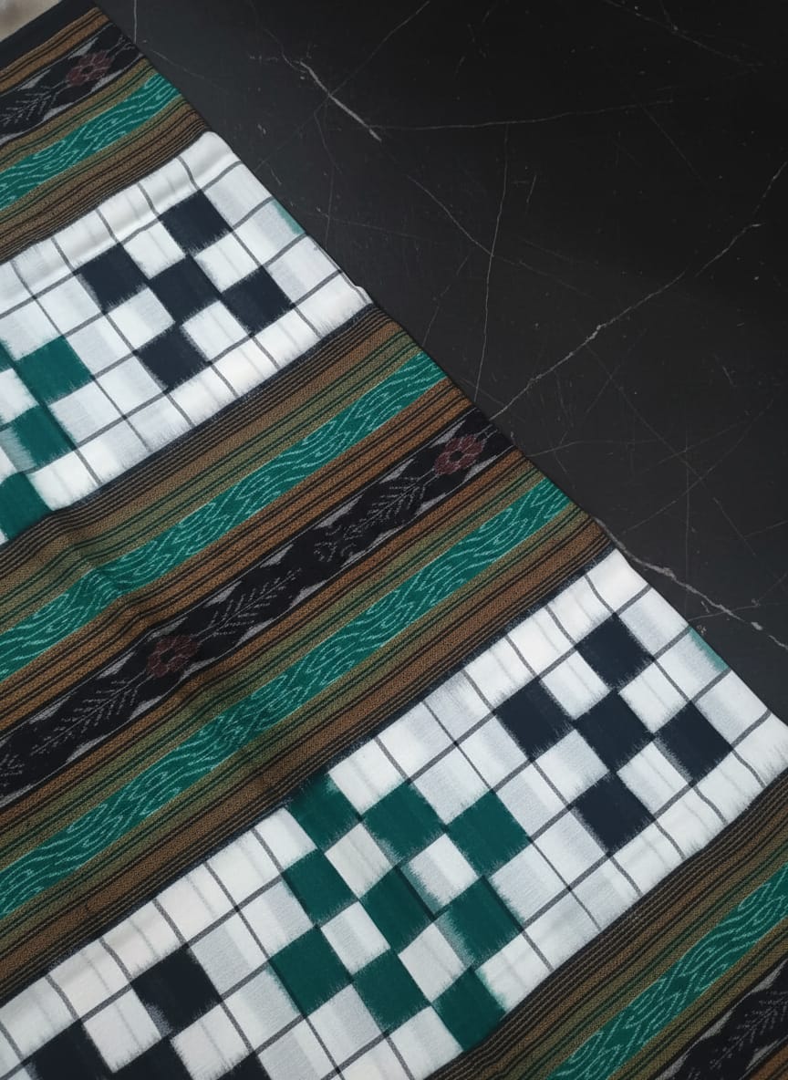 White Green Black Bichitrapuri Design Sambalpuri Fabrics