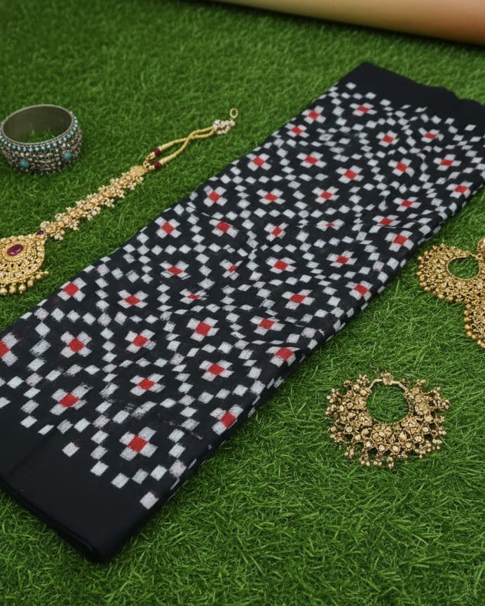 Black White Cross Pasapali Design Sambalpuri Fabrics