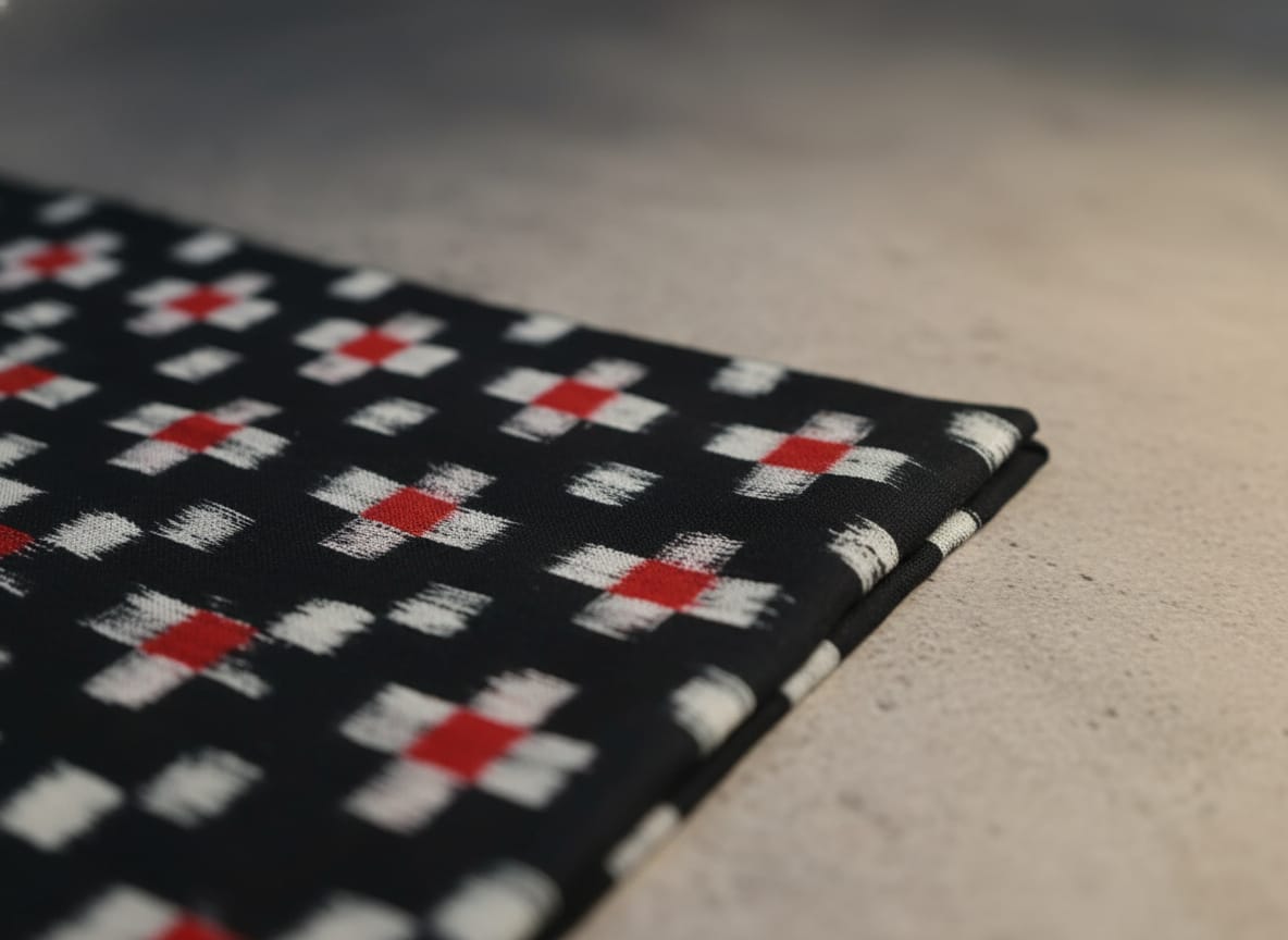 Black White Cross Pasapali Design Sambalpuri Fabrics