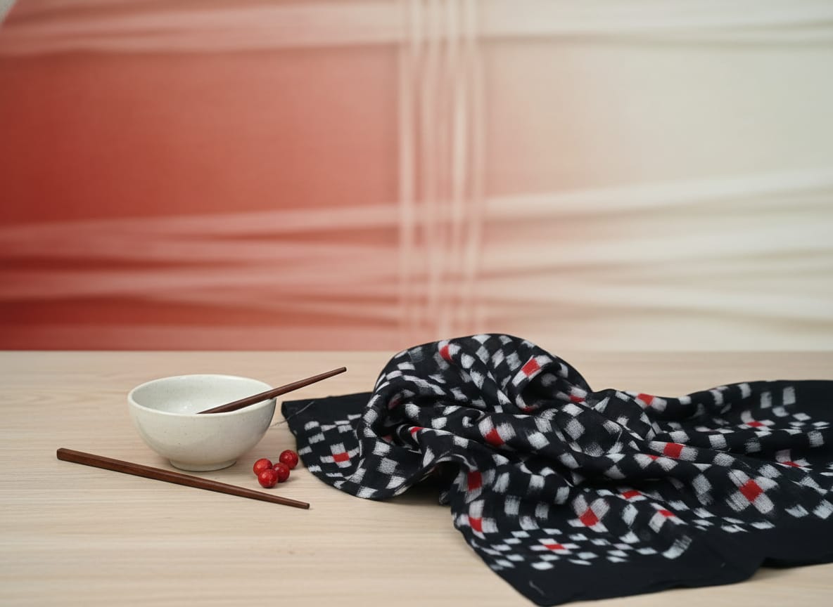 Black White Cross Pasapali Design Sambalpuri Fabrics