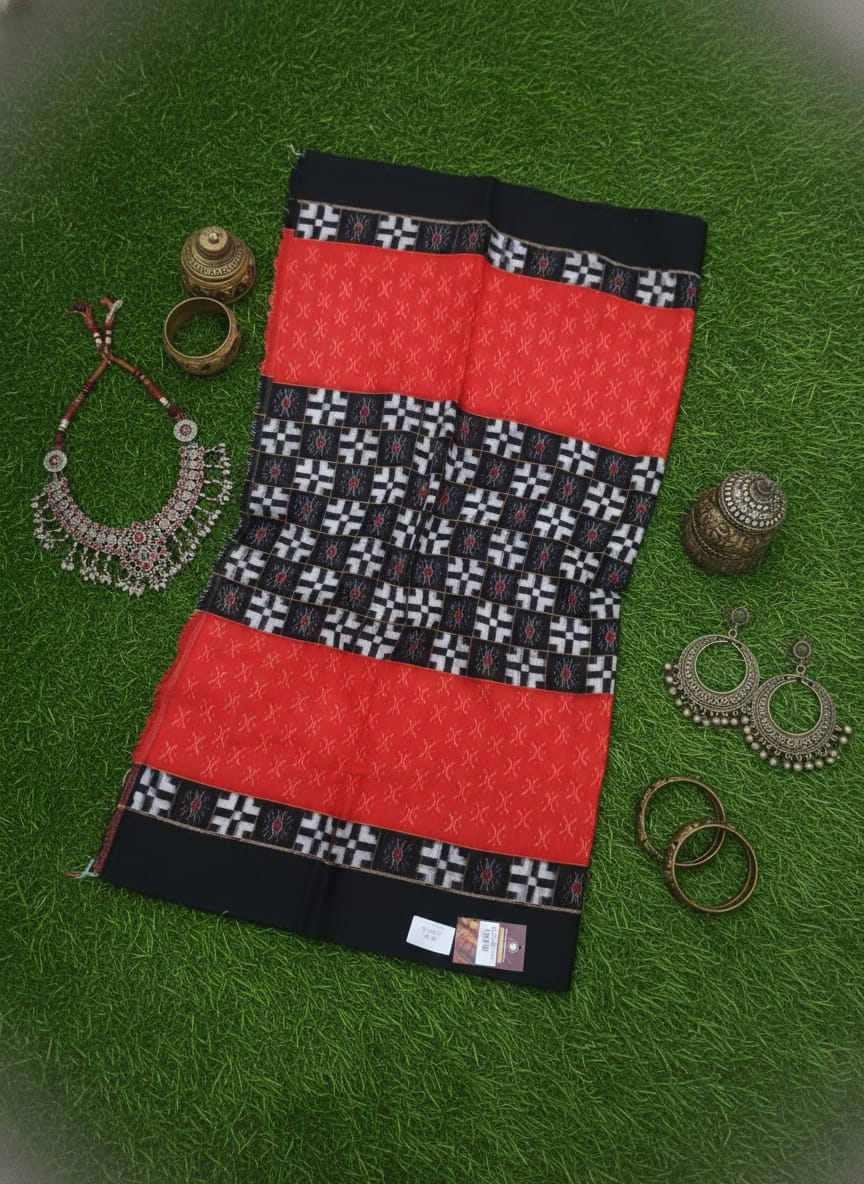 Red Black White Pasapali Design Sambalpuri Fabrics
