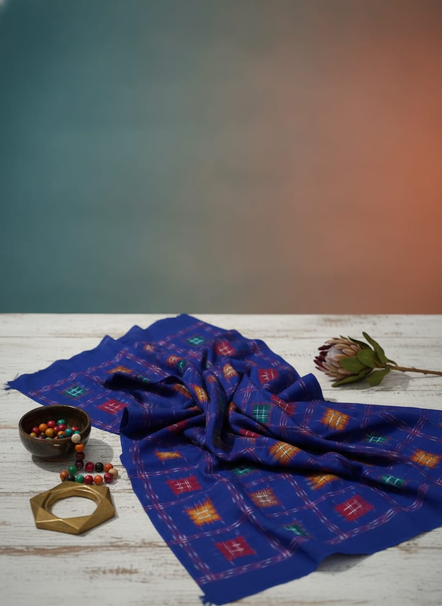 Blue Multi colour Aswini Pasapali Design Sambalpuri Fabrics