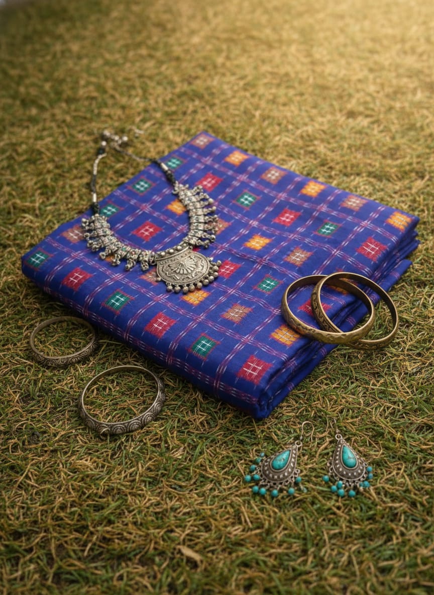 Blue Multi colour Aswini Pasapali Design Sambalpuri Fabrics