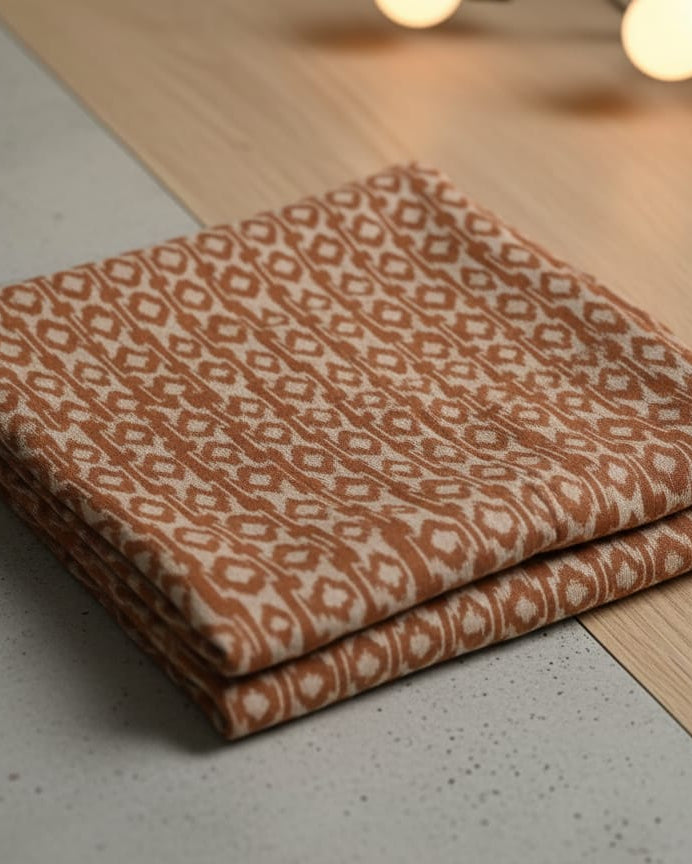 Brown Flower Ikat Design Sambalpuri Fabrics