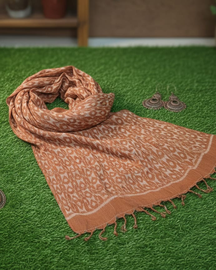 Brown Flower Ikat Design Sambalpuri Fabrics