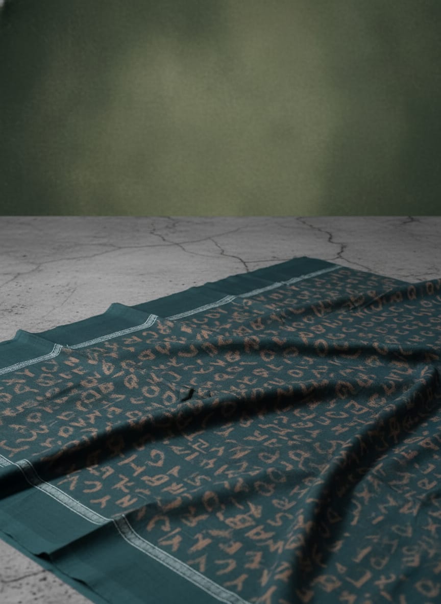 Dark Green English Alphabet Design Sambalpuri Fabrics