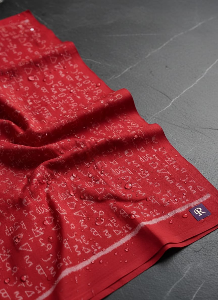 Red Mathematics Formula Design Sambalpuri Fabrics