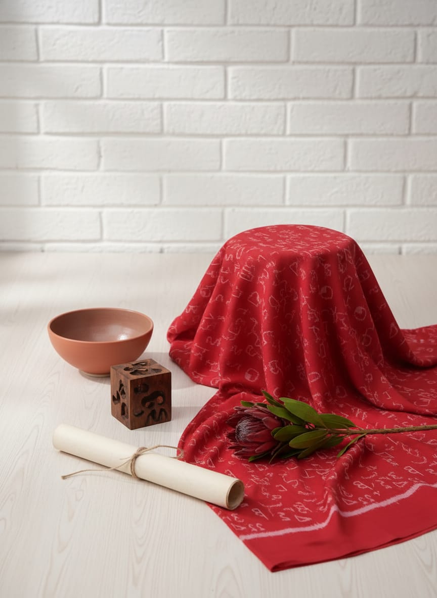 Red Mathematics Formula Design Sambalpuri Fabrics