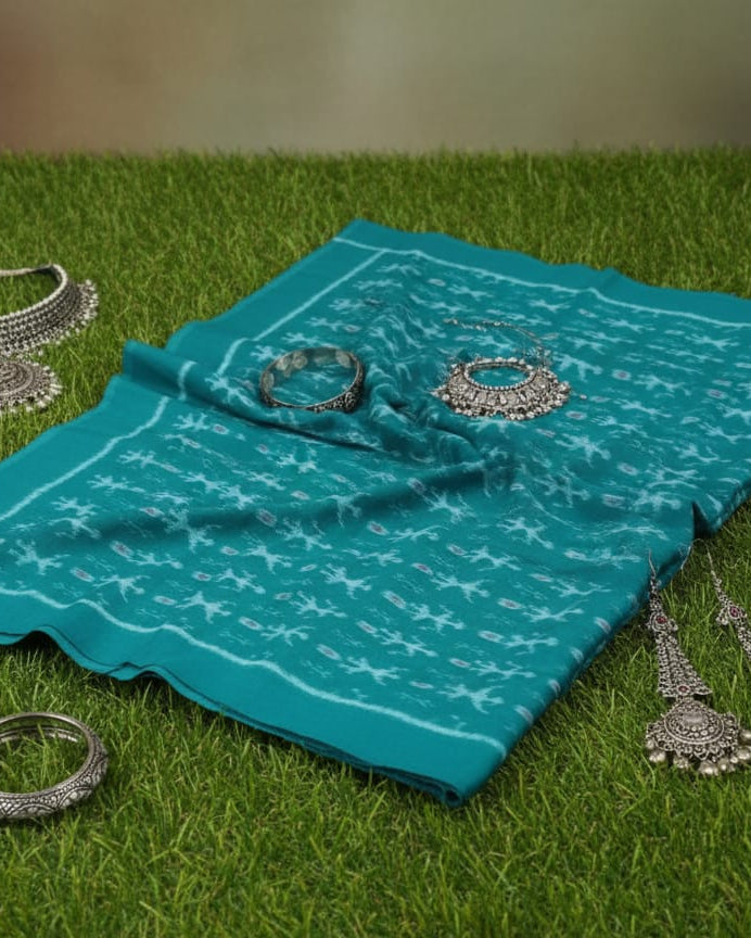 Sea Green Tribal Ikat Design Sambalpuri Fabrics