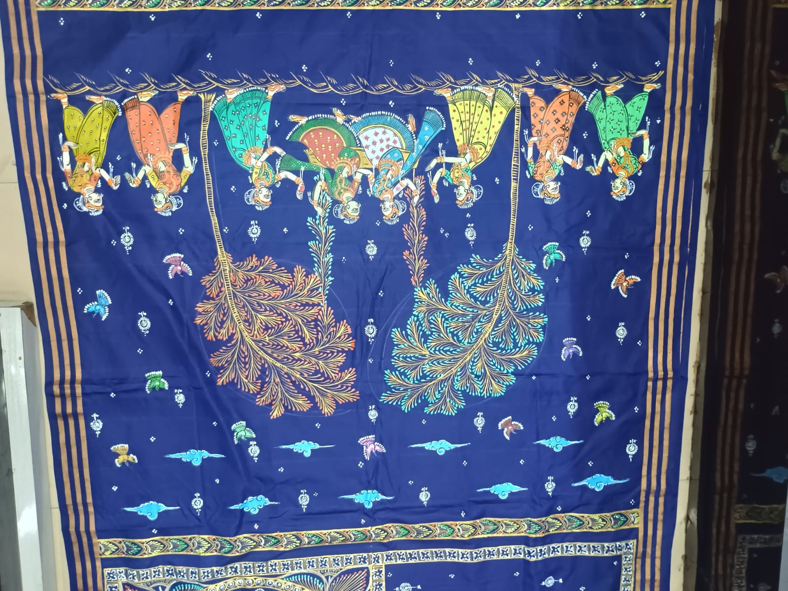 Blue Big Box Raja Doli Theme Pattachitra Kanjeeveram Silk Saree