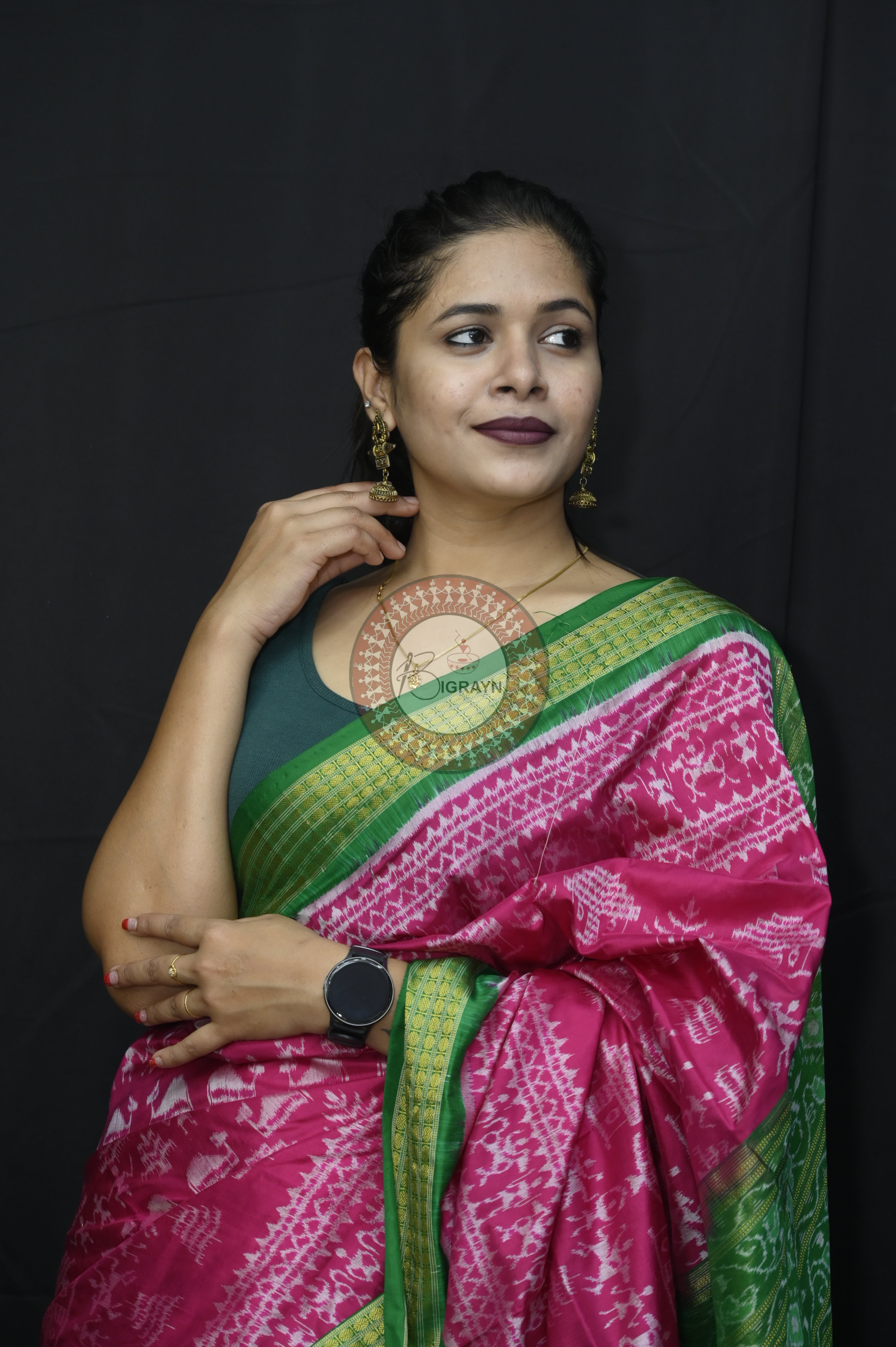 "Odisha Handloom Tissue Silk Saree with shimmering texture, elegant zari border, and lightweight drape, handcrafted by artisans"