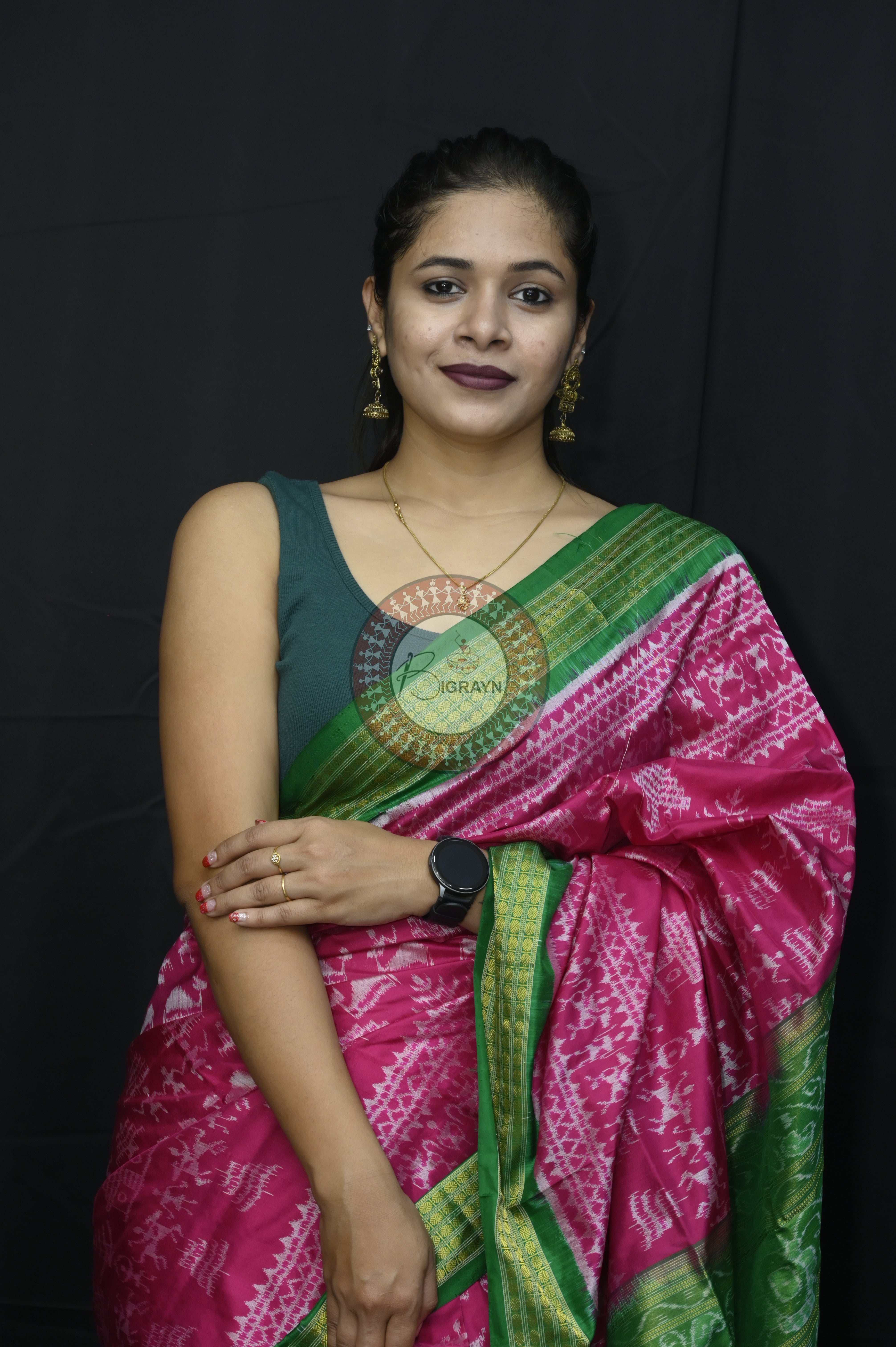 "Odisha Handloom Tissue Silk Saree with shimmering texture, elegant zari border, and lightweight drape, handcrafted by artisans"
