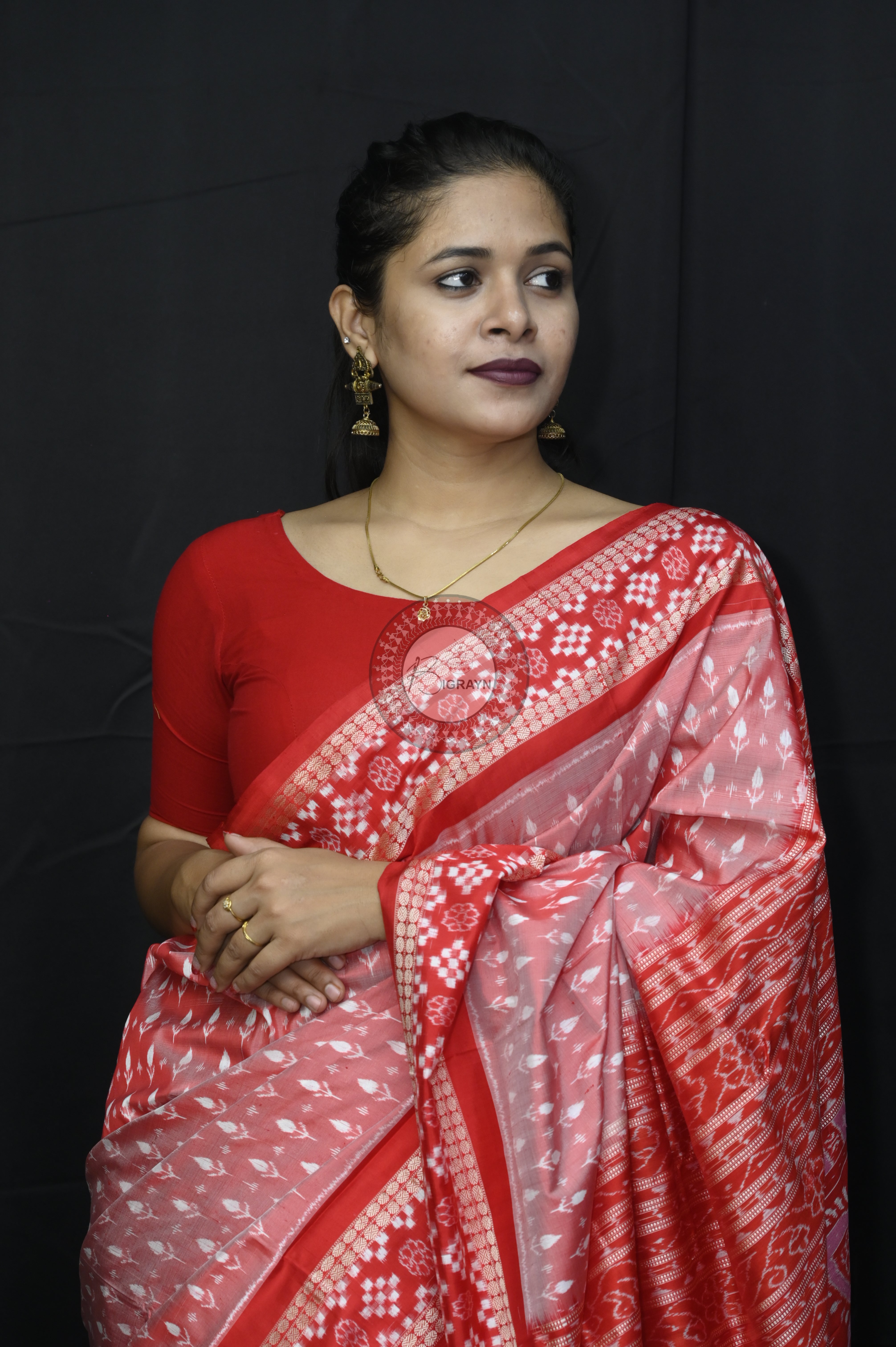 Peach Red Kadhi Design With Pasapali Border Sambalpuri Silk Saree