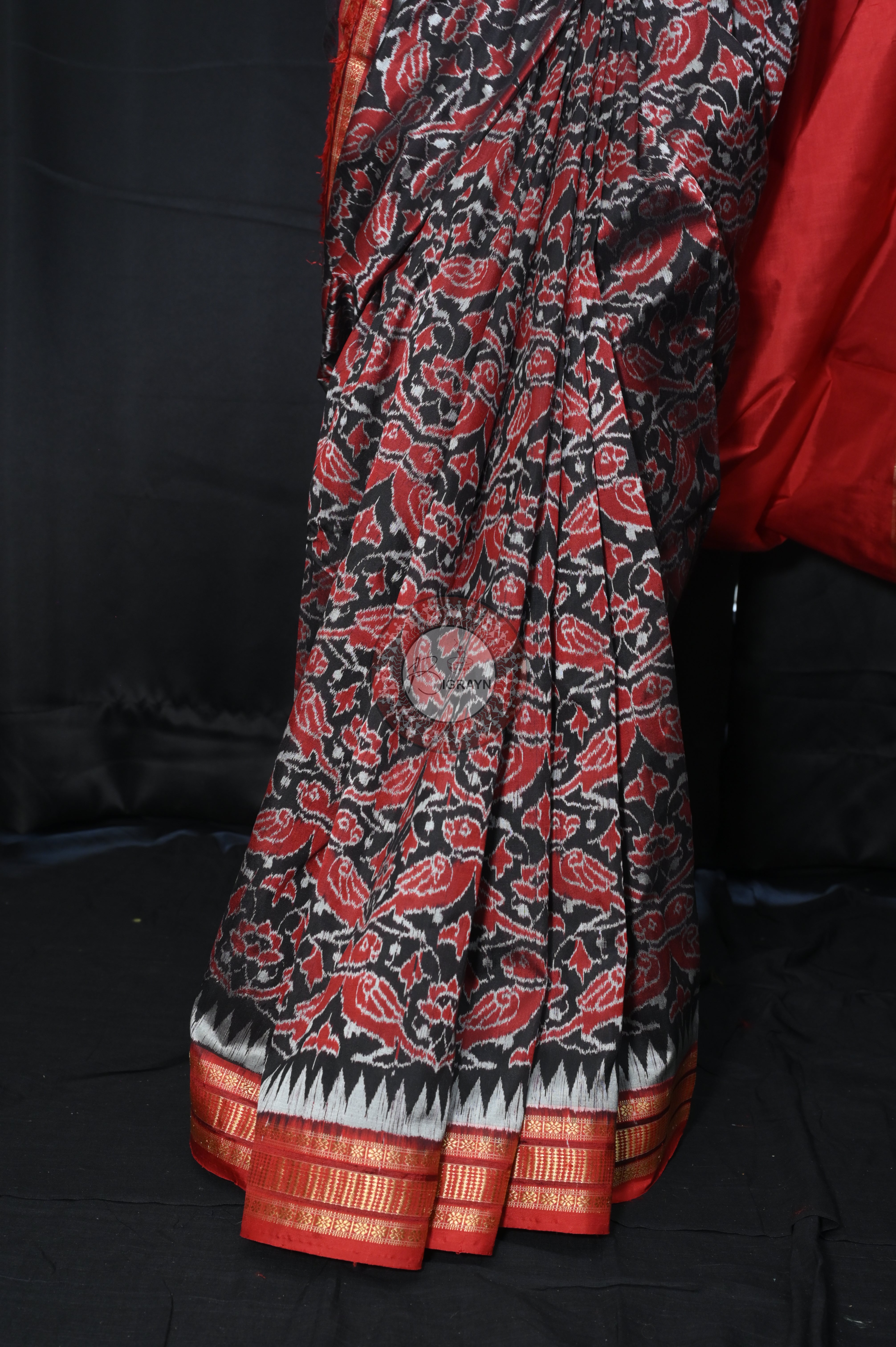 "Odisha Handloom Tissue Silk Saree with shimmering texture, elegant zari border, and lightweight drape, handcrafted by artisans"
