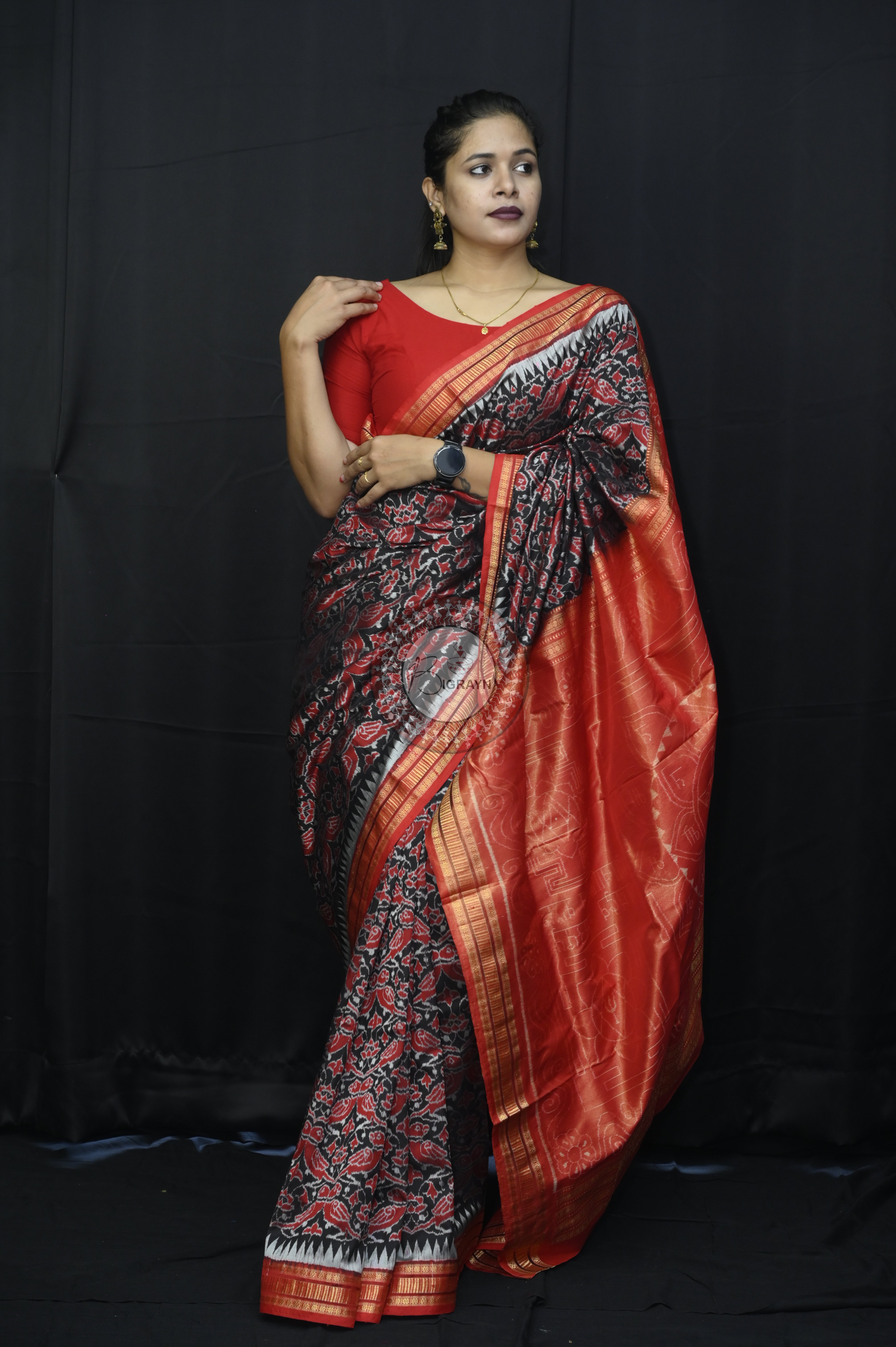 "Odisha Handloom Tissue Silk Saree with shimmering texture, elegant zari border, and lightweight drape, handcrafted by artisans"