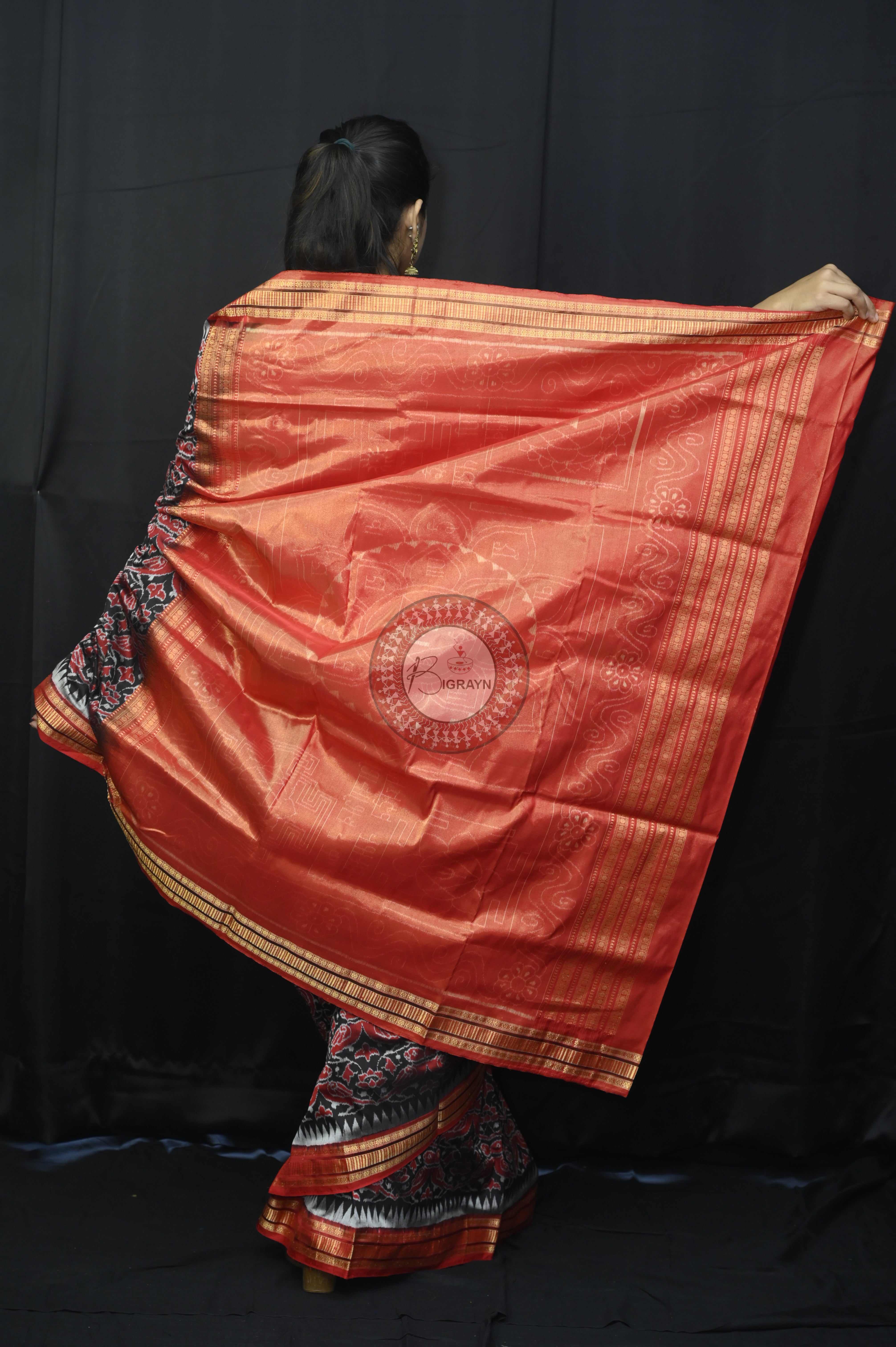 "Odisha Handloom Tissue Silk Saree with shimmering texture, elegant zari border, and lightweight drape, handcrafted by artisans"