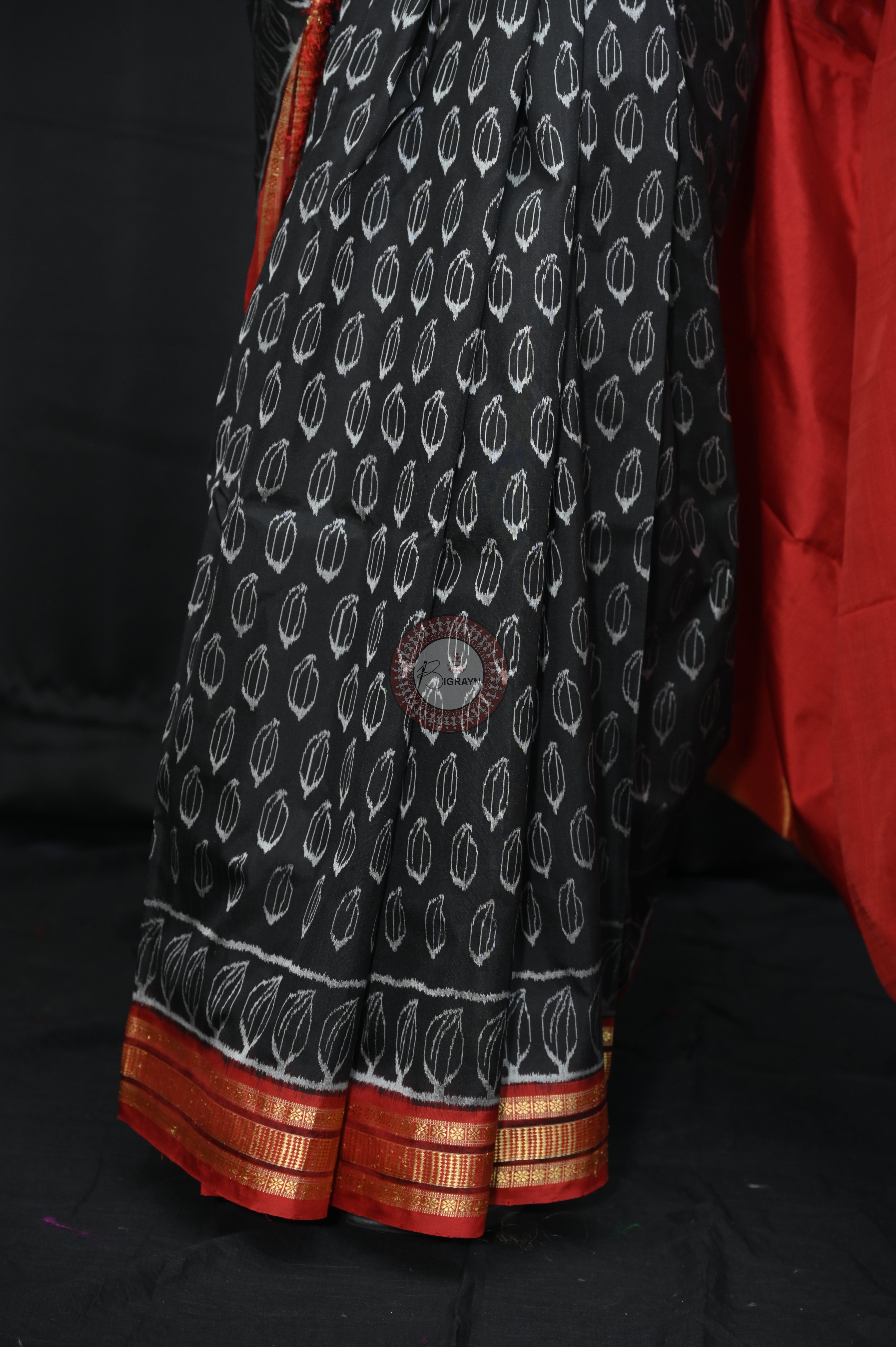 "Odisha Handloom Tissue Silk Saree with shimmering texture, elegant zari border, and lightweight drape, handcrafted by artisans"