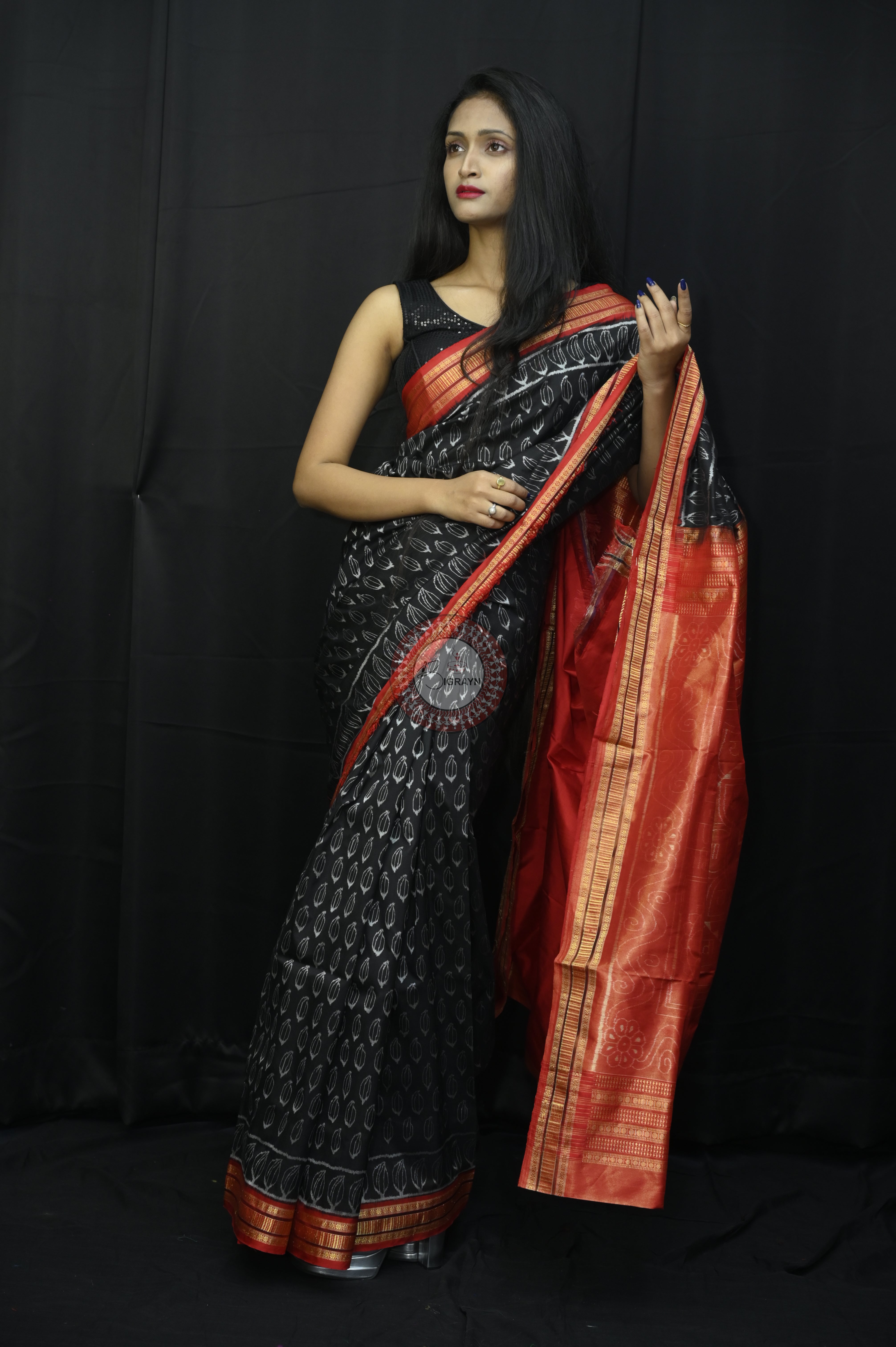 "Odisha Handloom Tissue Silk Saree with shimmering texture, elegant zari border, and lightweight drape, handcrafted by artisans"