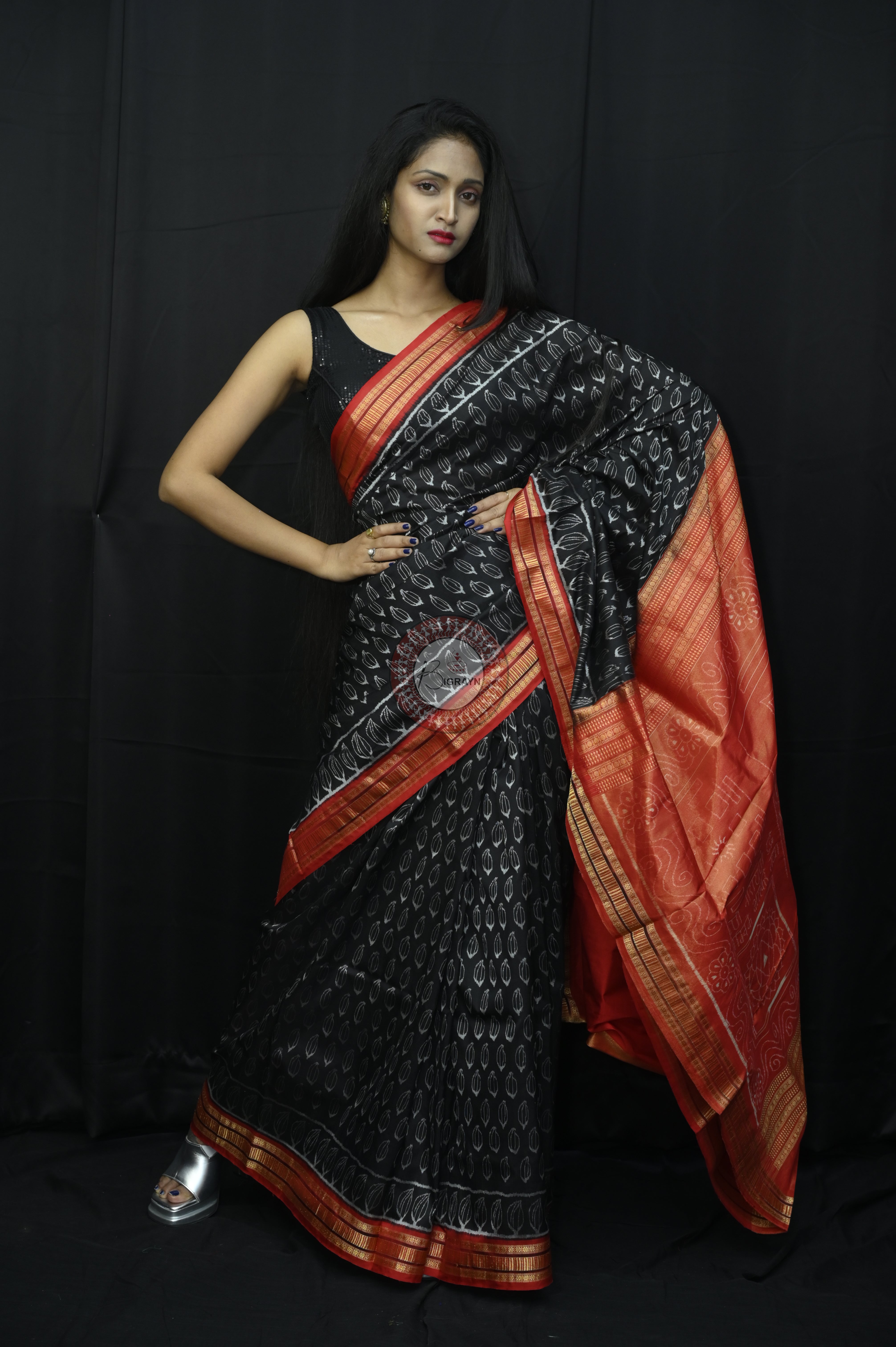"Odisha Handloom Tissue Silk Saree with shimmering texture, elegant zari border, and lightweight drape, handcrafted by artisans"