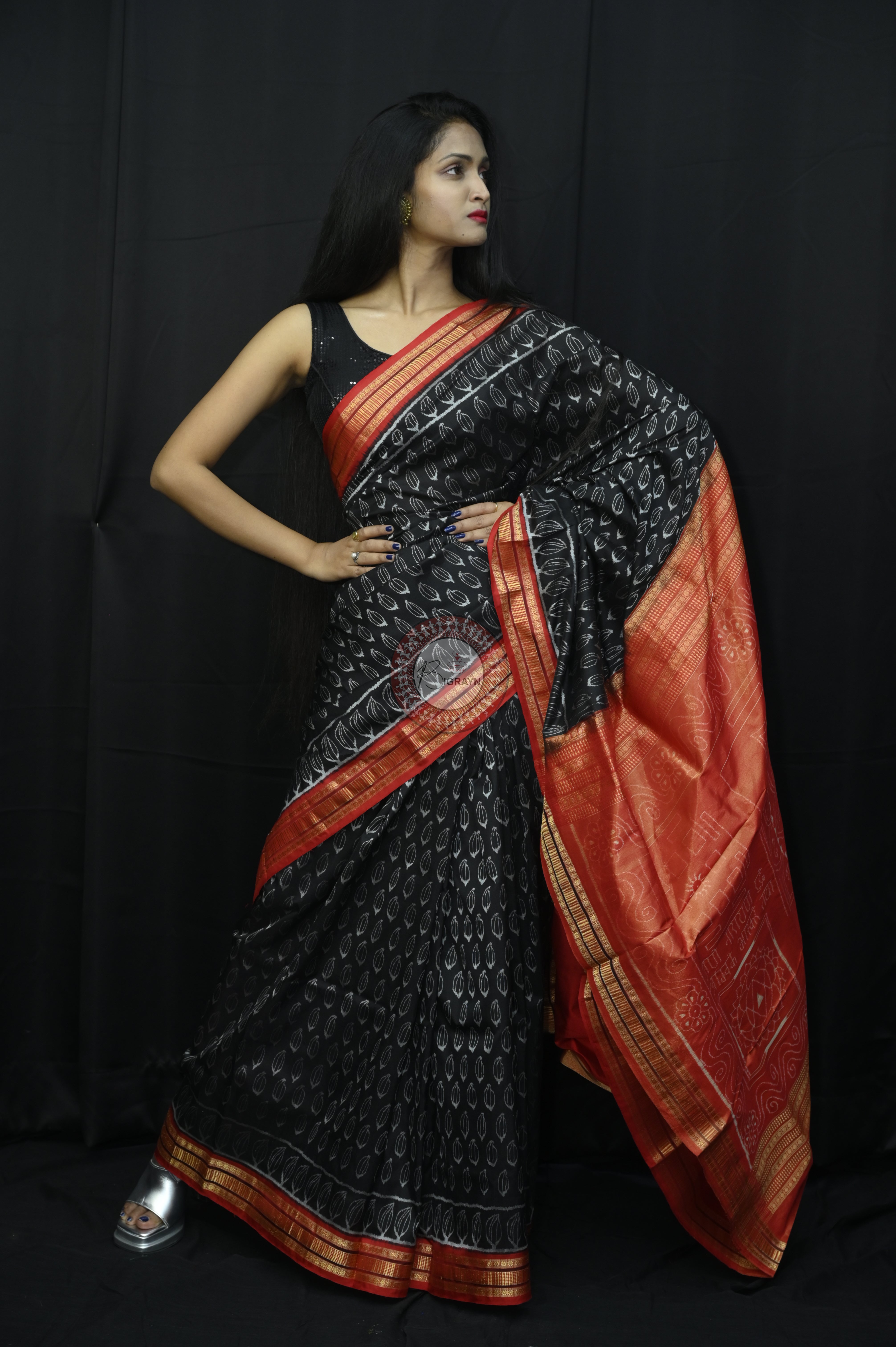 "Odisha Handloom Tissue Silk Saree with shimmering texture, elegant zari border, and lightweight drape, handcrafted by artisans"