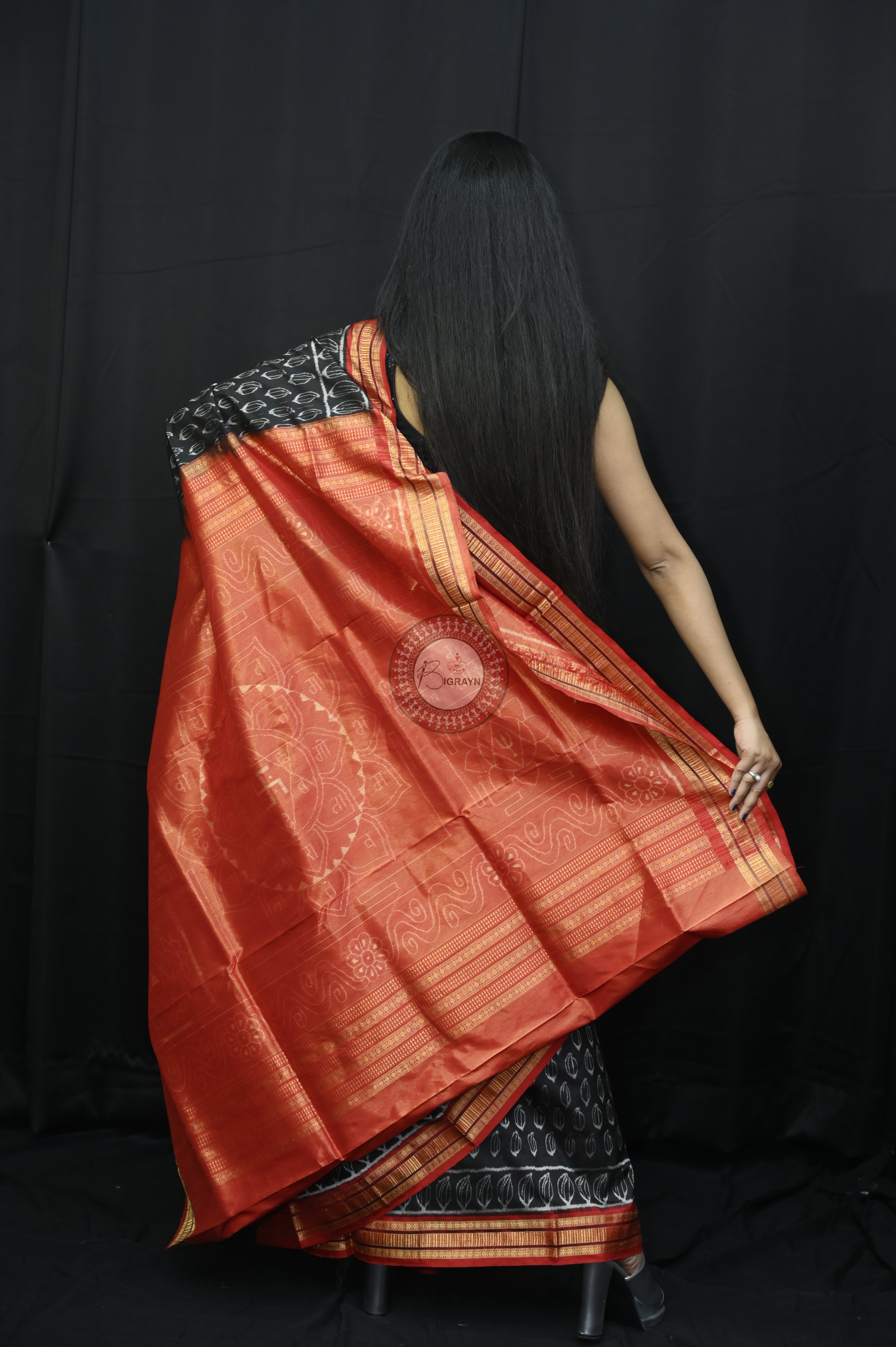 "Odisha Handloom Tissue Silk Saree with shimmering texture, elegant zari border, and lightweight drape, handcrafted by artisans"