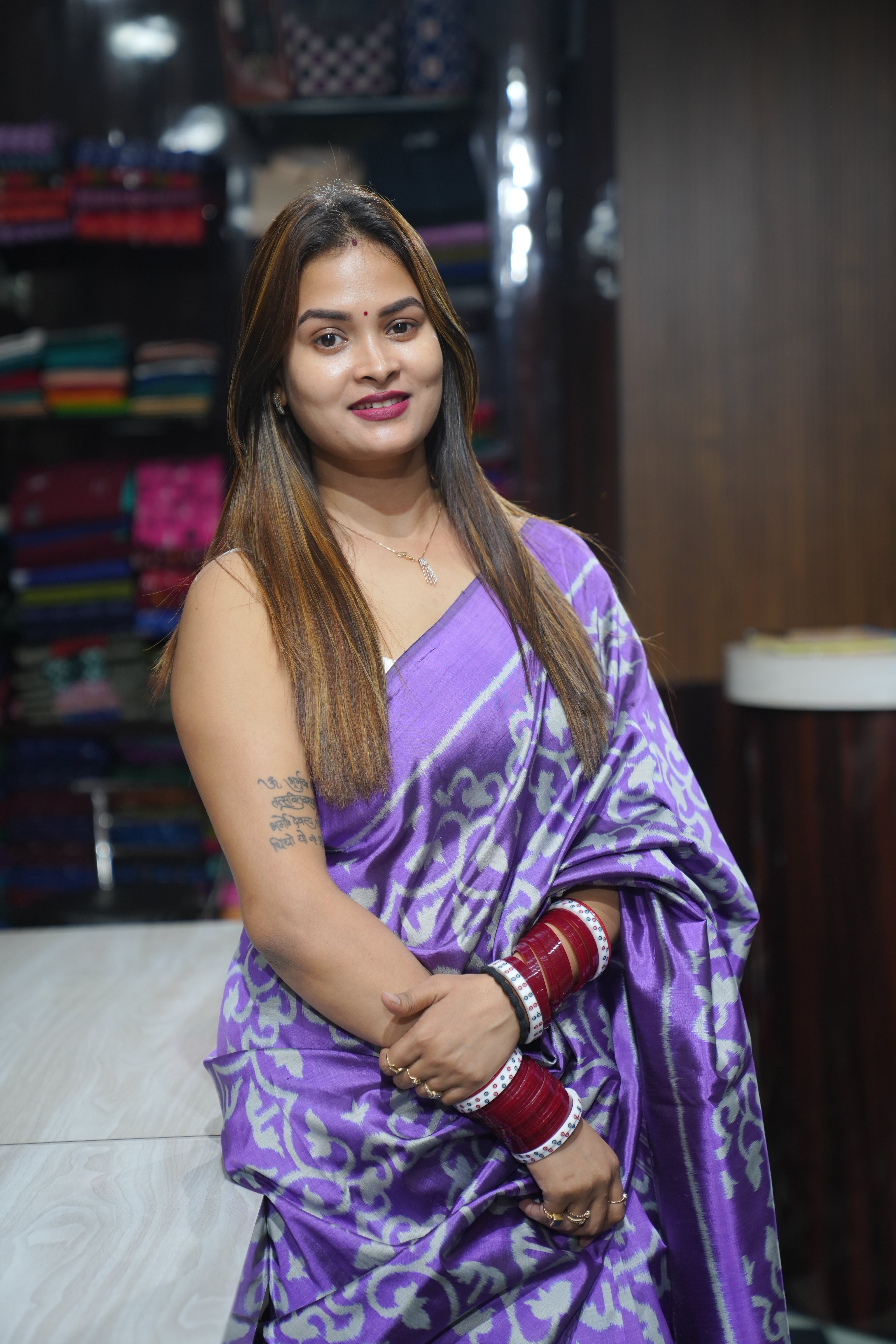 Lavender Madhumalati Mulberry Silk Saree