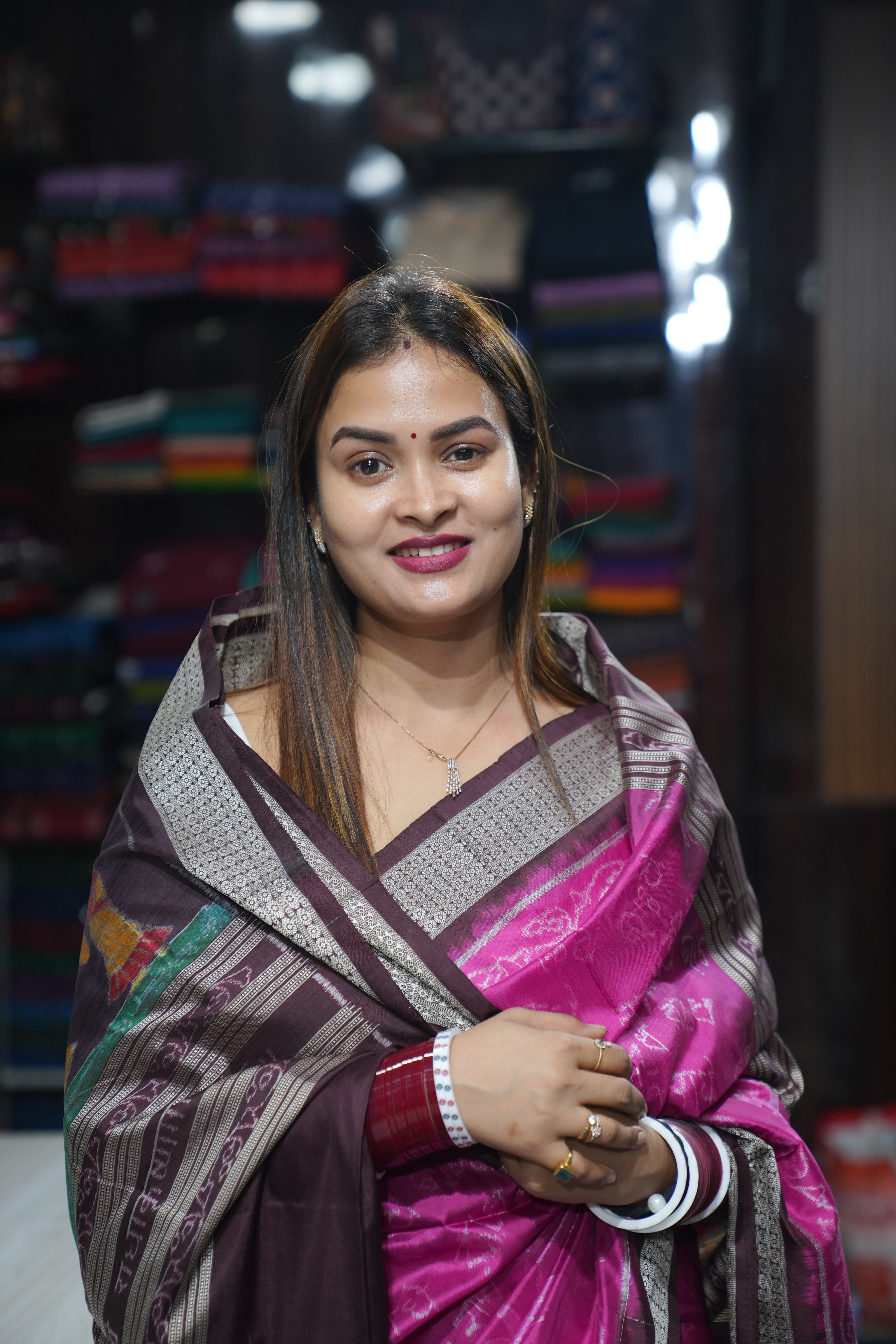 Magenta Shri Radha Exclusive Sambalpuri Silk Saree