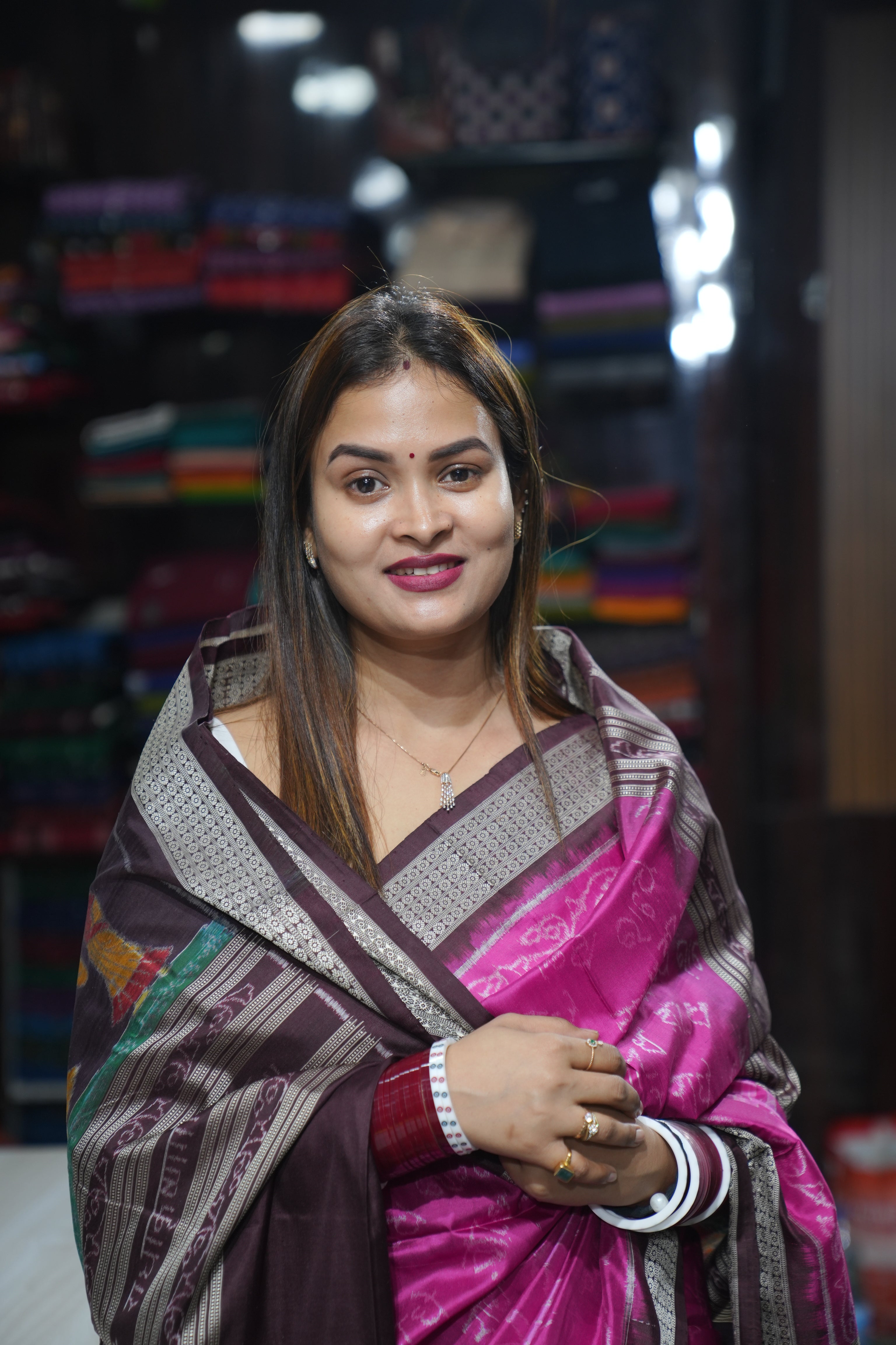 Magenta Shri Radha Exclusive Sambalpuri Silk Saree