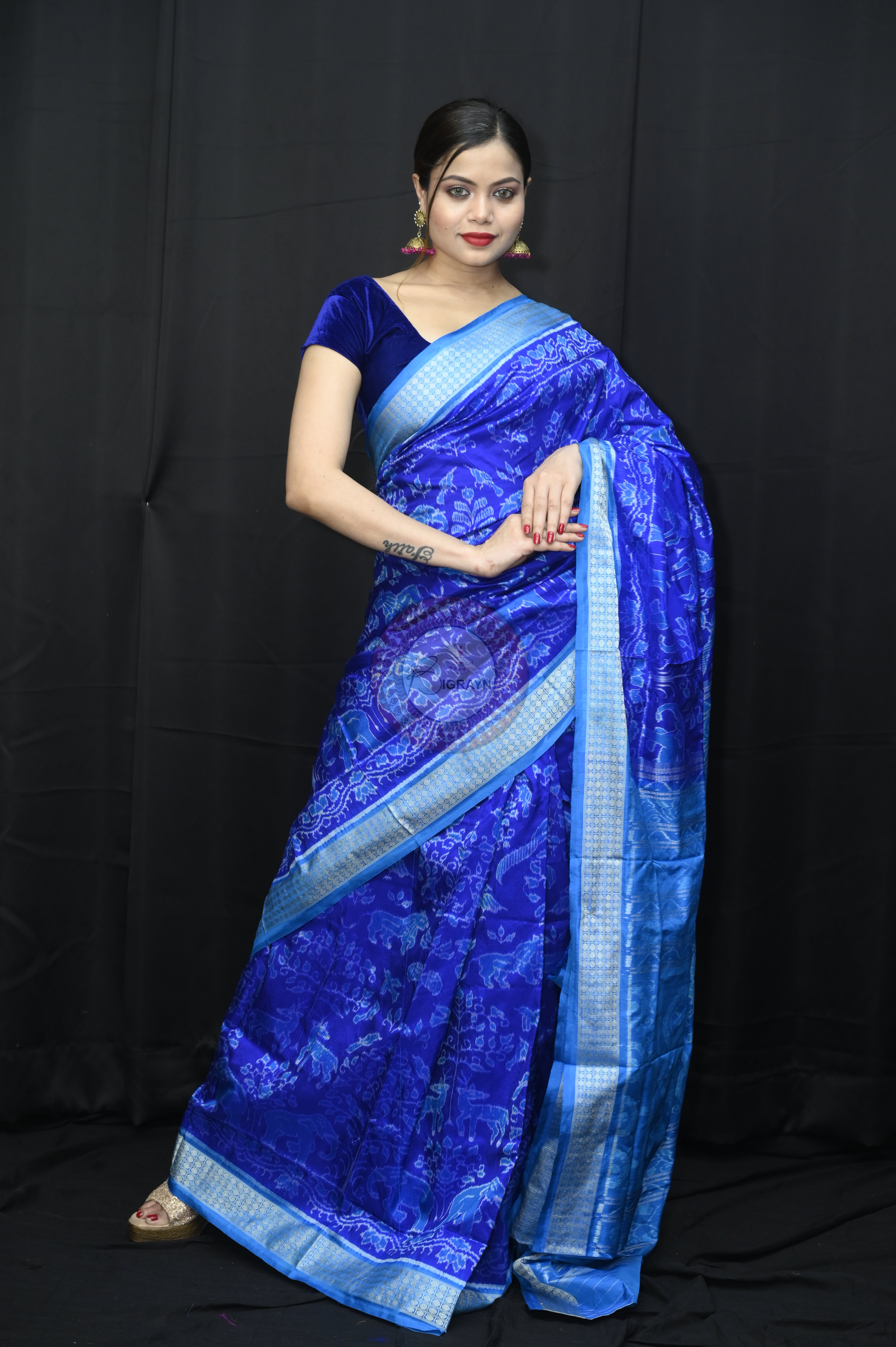 Blue Sambalpuri Bandha Silk Saree