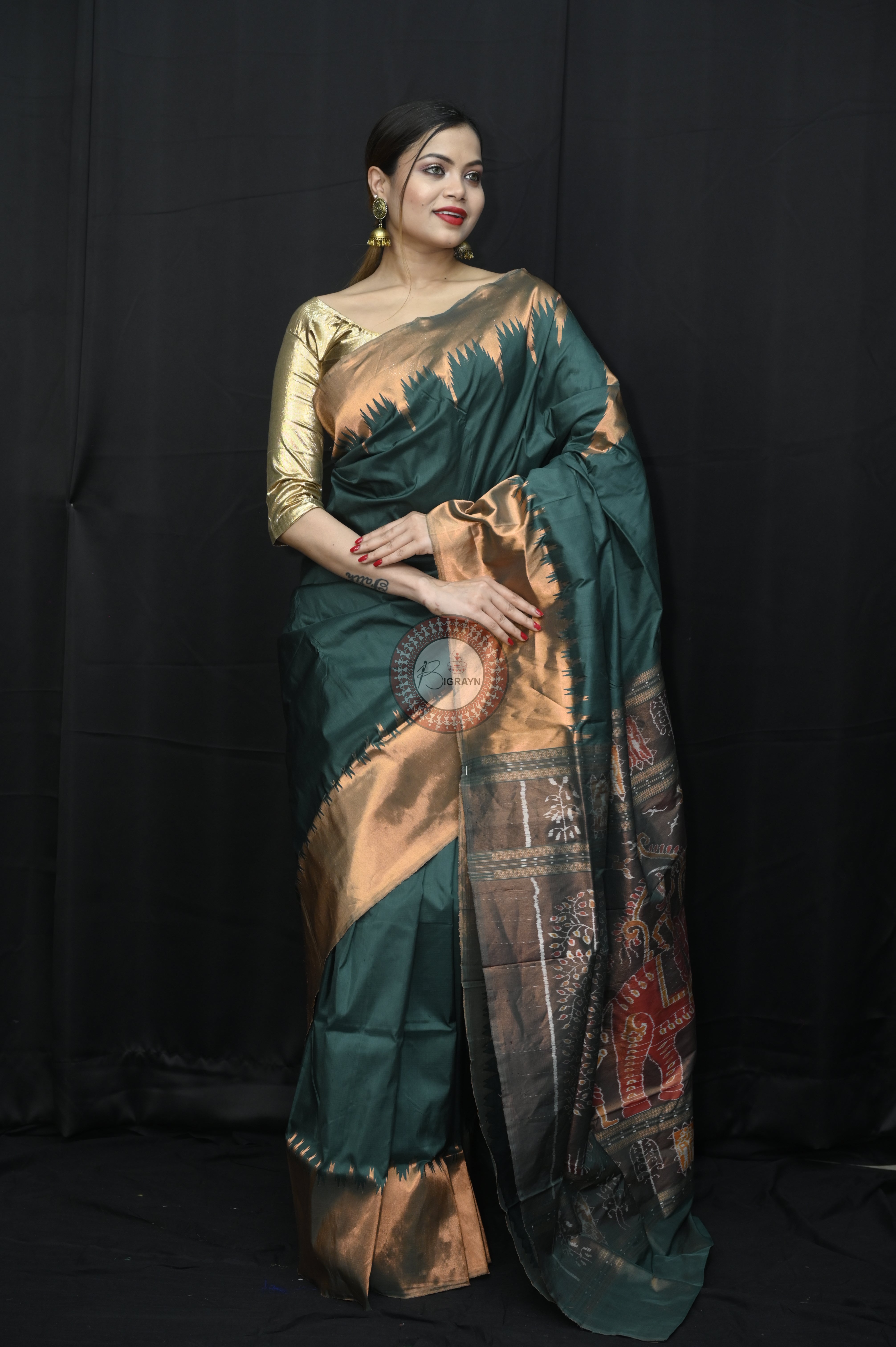 "Odisha Handloom Tissue Silk Saree with shimmering texture, elegant zari border, and lightweight drape, handcrafted by artisans"