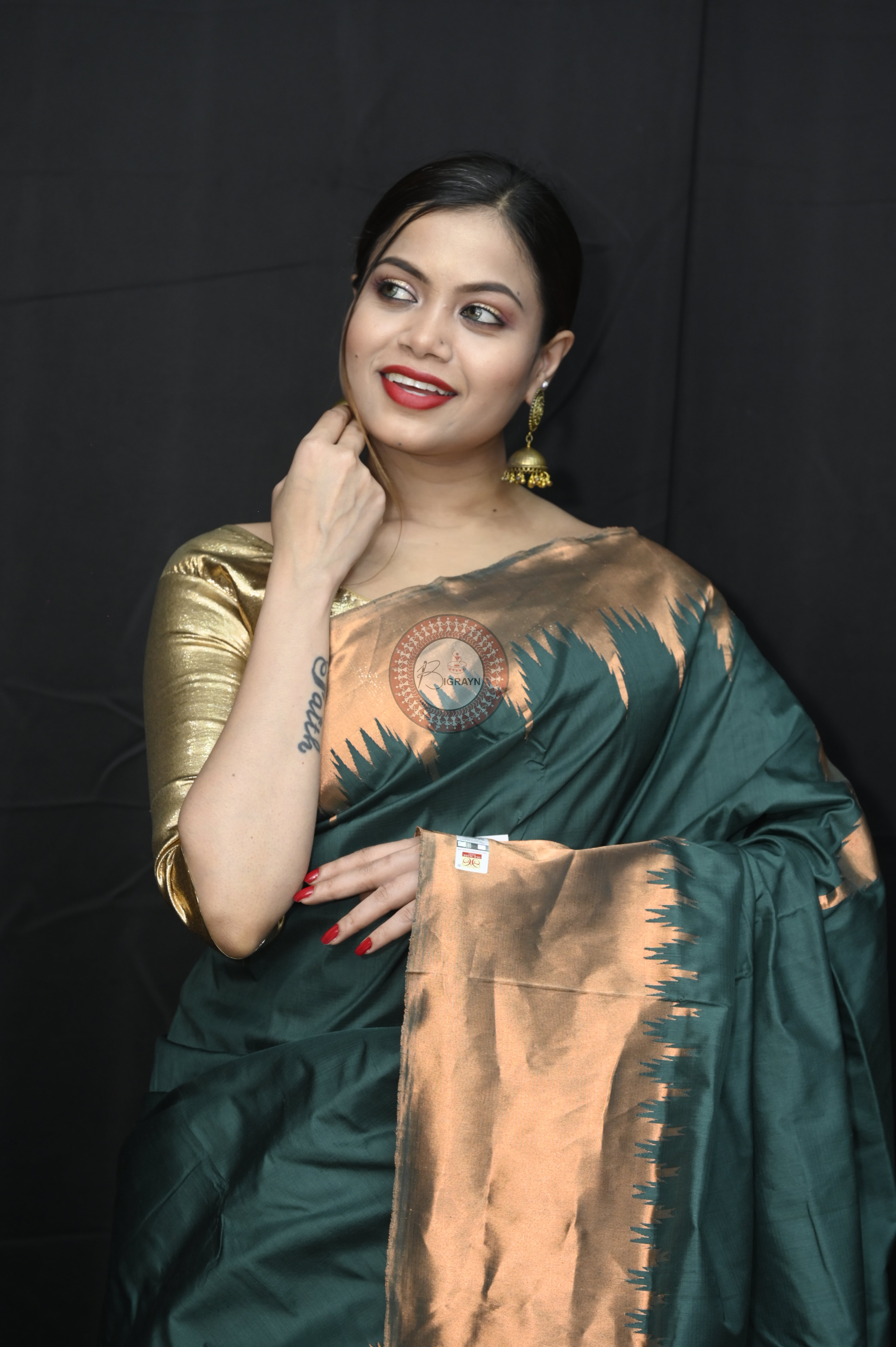"Odisha Handloom Tissue Silk Saree with shimmering texture, elegant zari border, and lightweight drape, handcrafted by artisans"