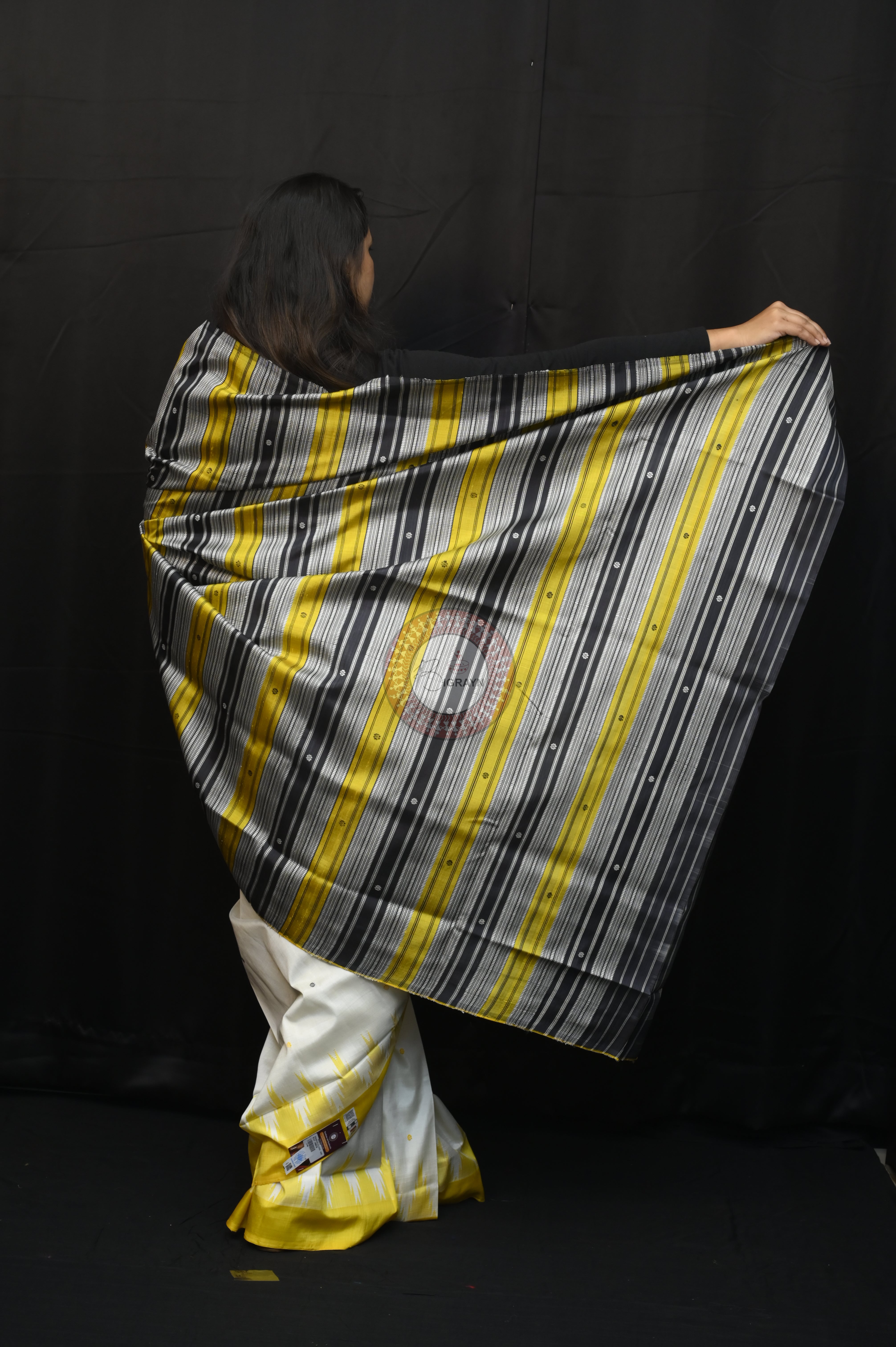 White Ganga Jamuna Border Double Anchal Berhampuri Silk Saree