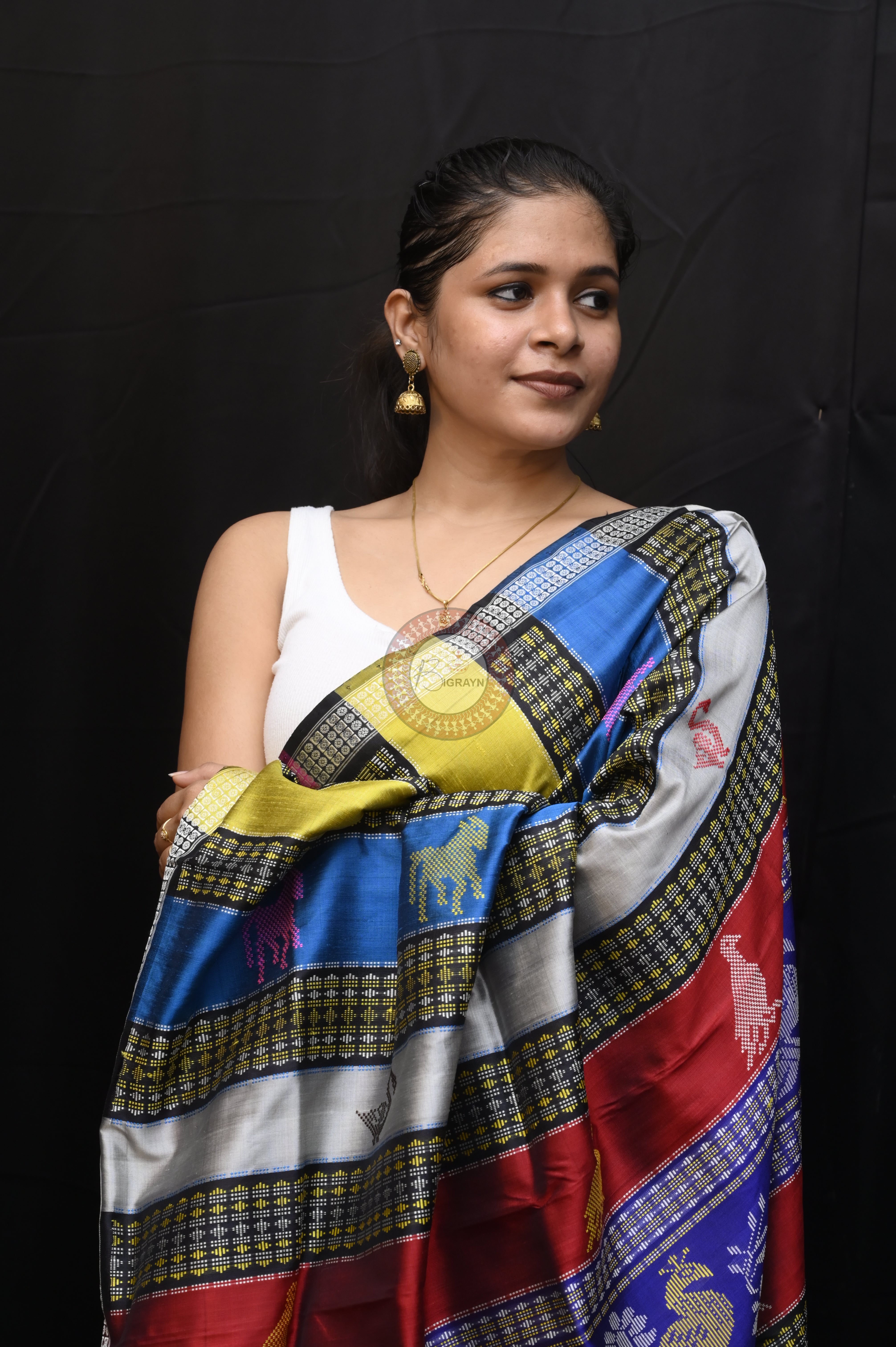 Violet Ganga Jamuna Border Double Anchal Berhampuri Silk Saree