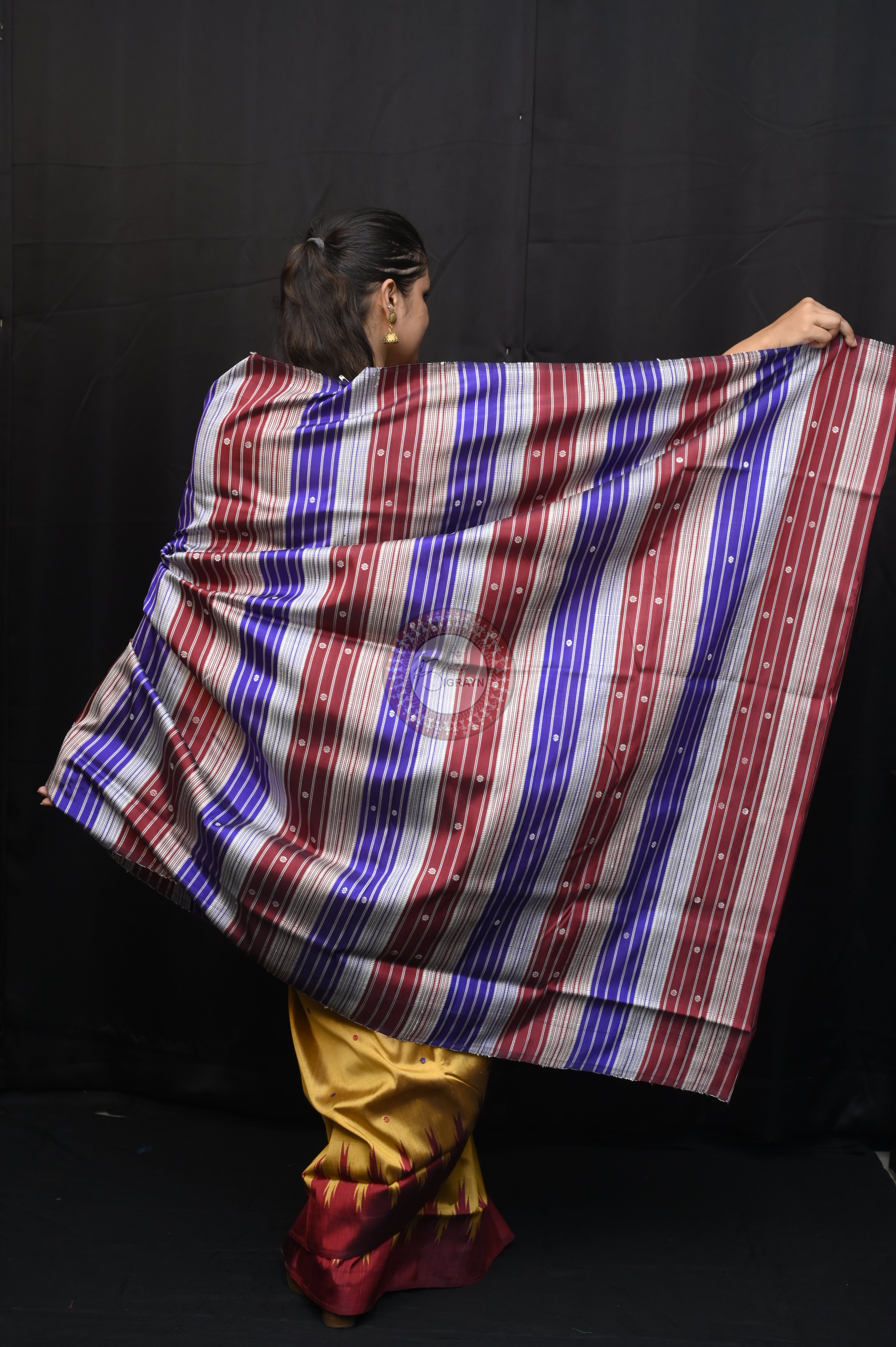 Golden Ganga Jamuna Border Double Anchal Berhampuri Silk Saree