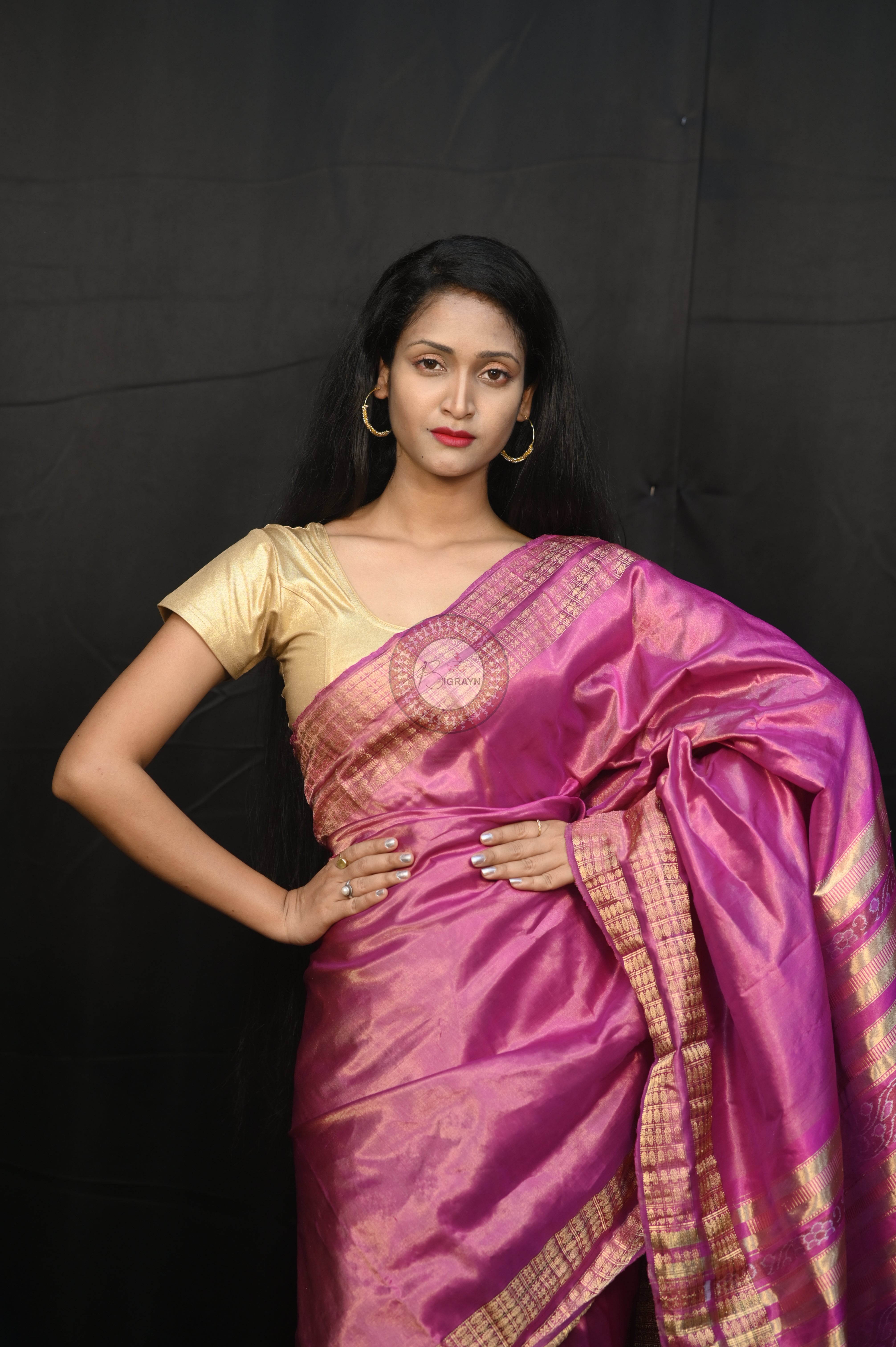 "Odisha Handloom Tissue Silk Saree with shimmering texture, elegant zari border, and lightweight drape, handcrafted by artisans"