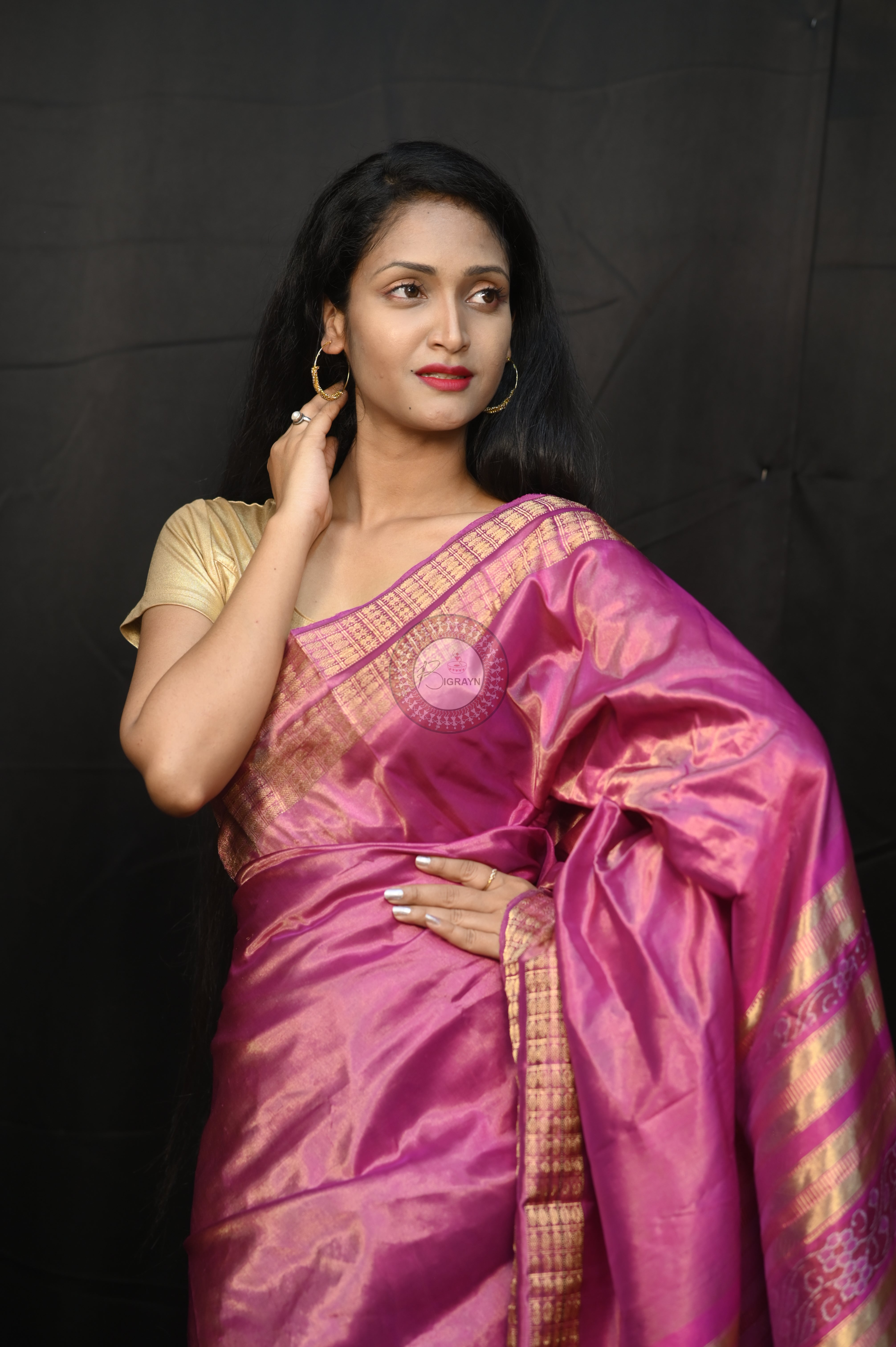 "Odisha Handloom Tissue Silk Saree with shimmering texture, elegant zari border, and lightweight drape, handcrafted by artisans"